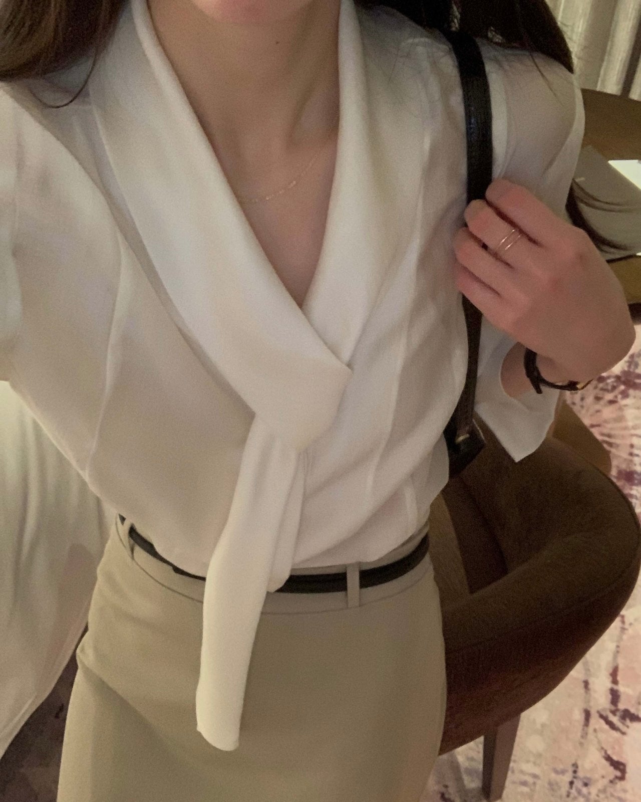 Sheer Scarf Tie Blouse