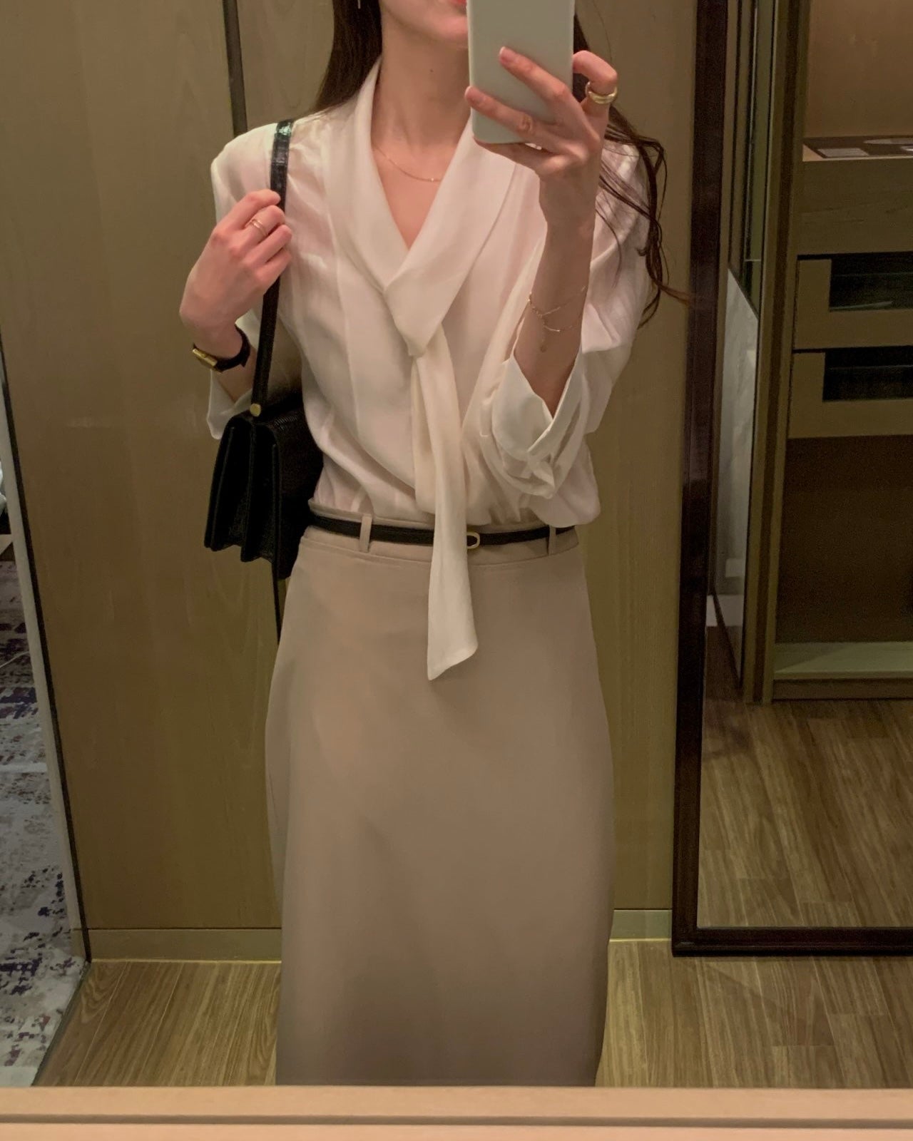 Sheer Scarf Tie Blouse