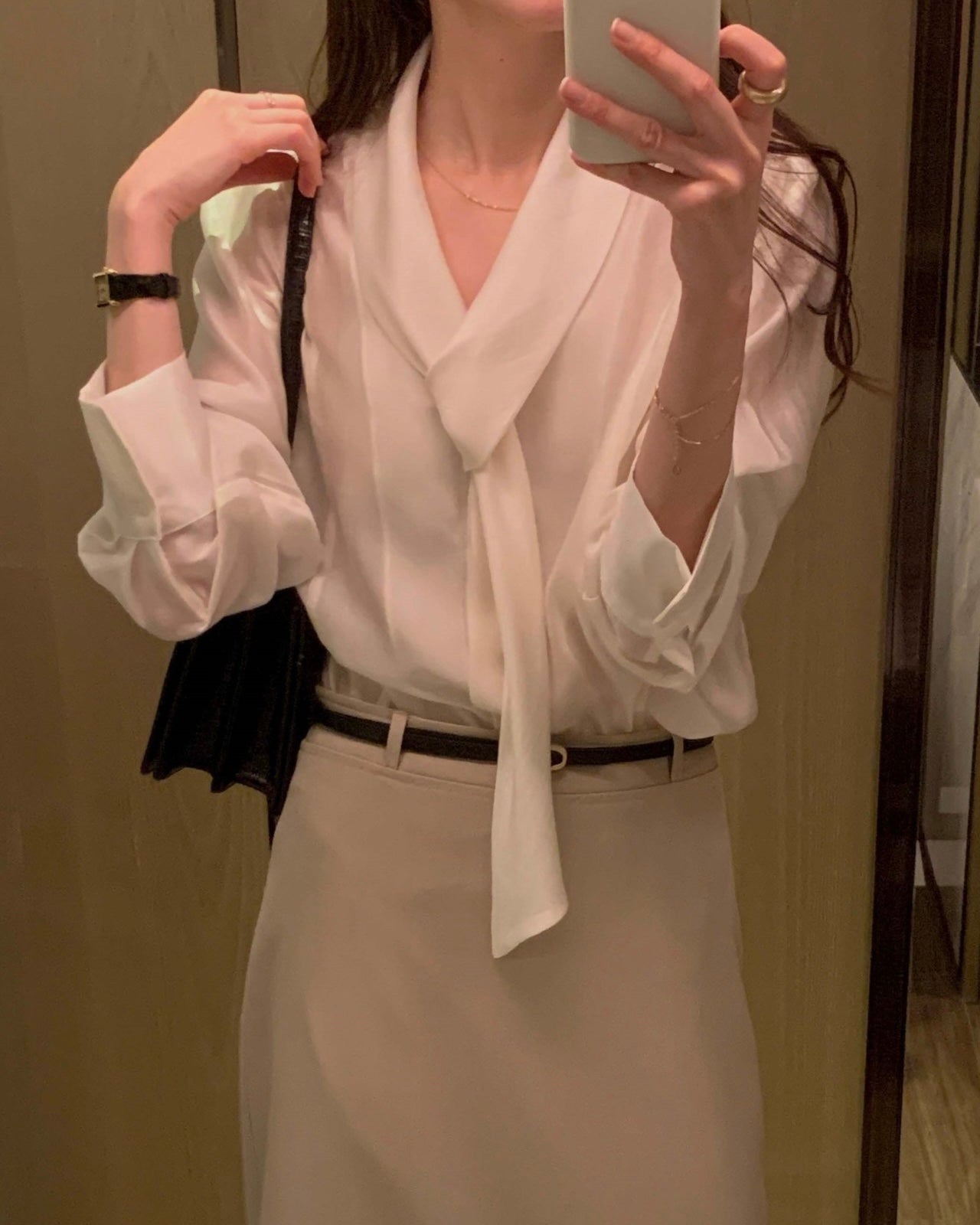 Sheer Scarf Tie Blouse
