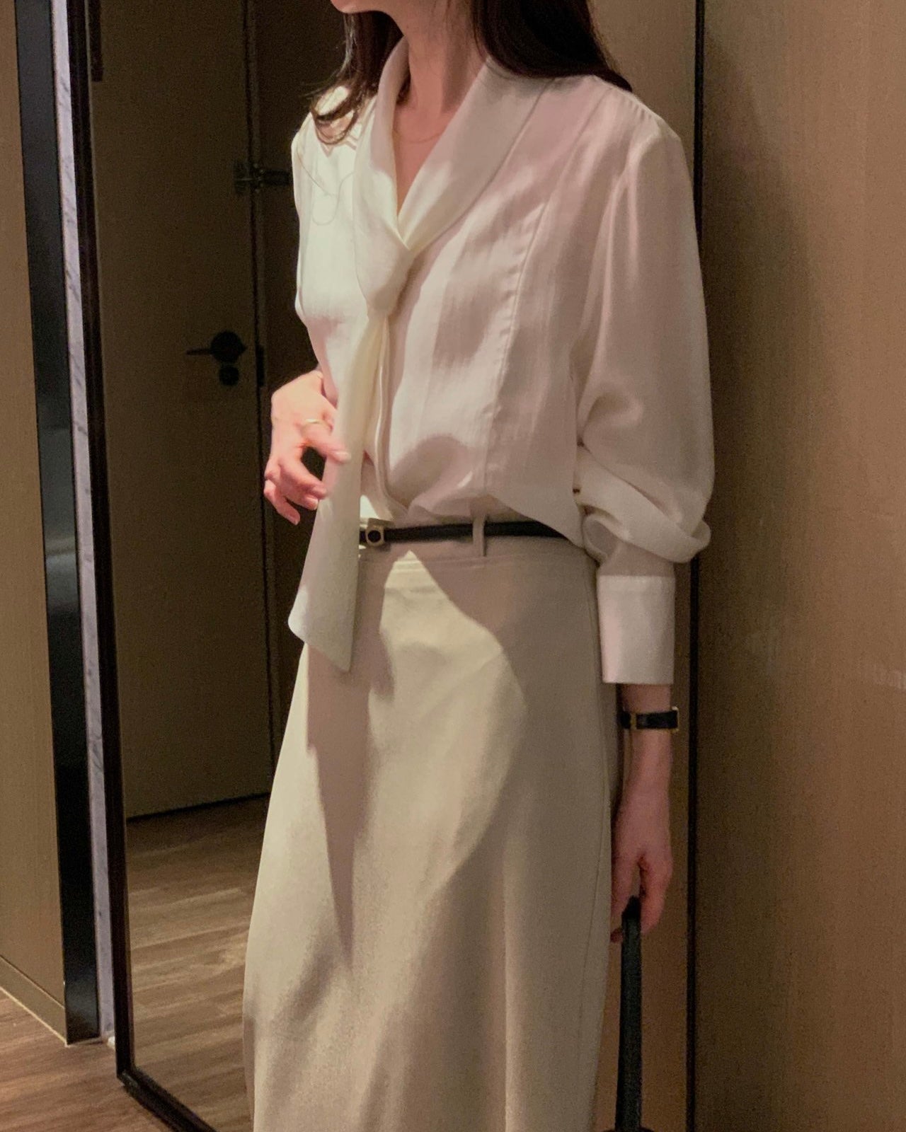 Sheer Scarf Tie Blouse