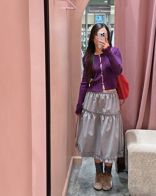 Frilly Cotton Midi Skirt