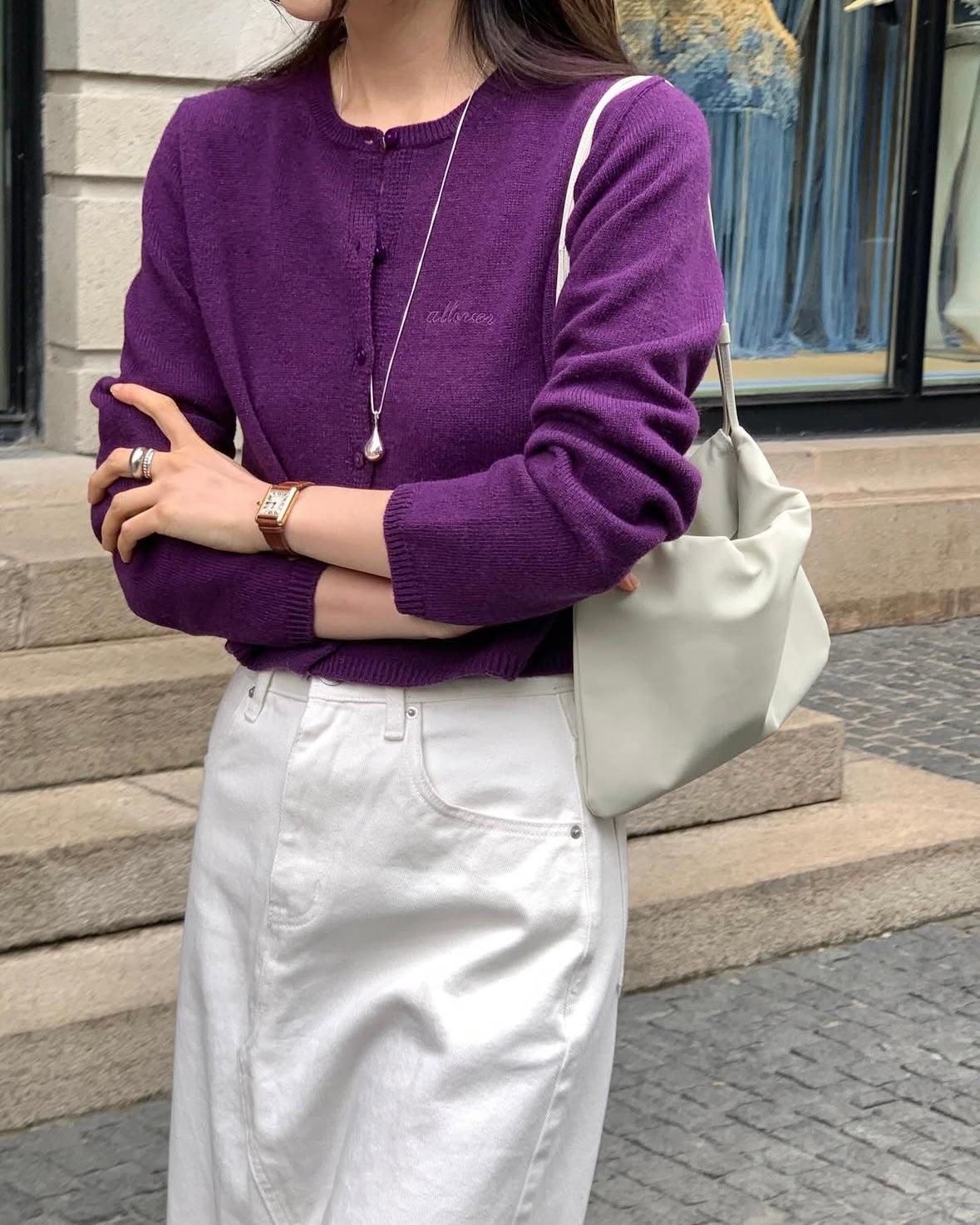 Embroidered Allover Knit Cardigan