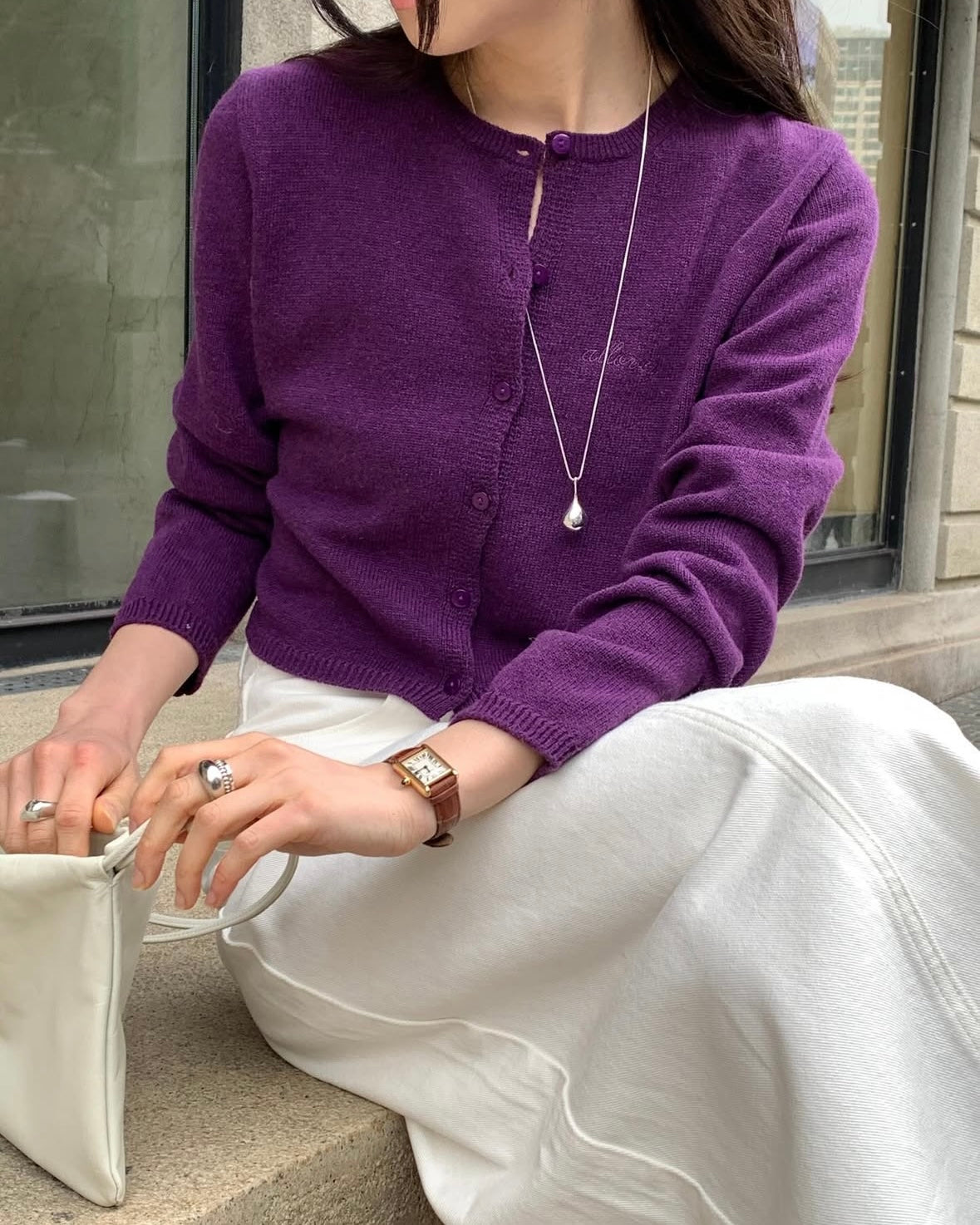 Embroidered Allover Knit Cardigan