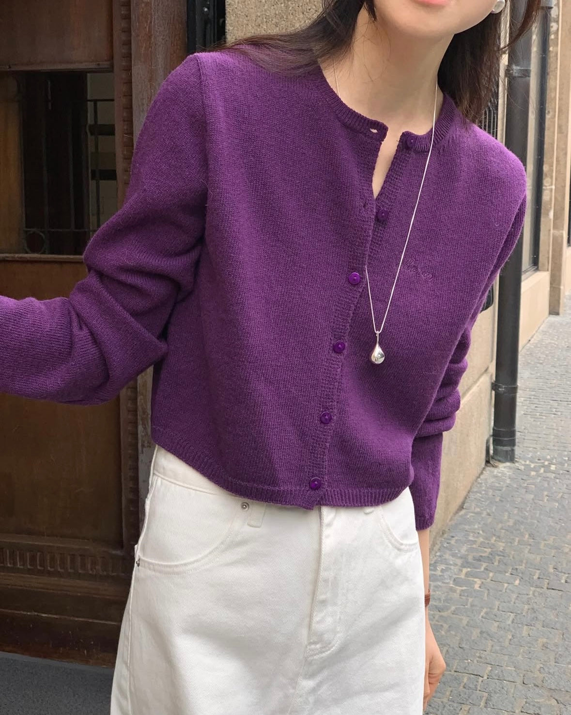 Embroidered Allover Knit Cardigan