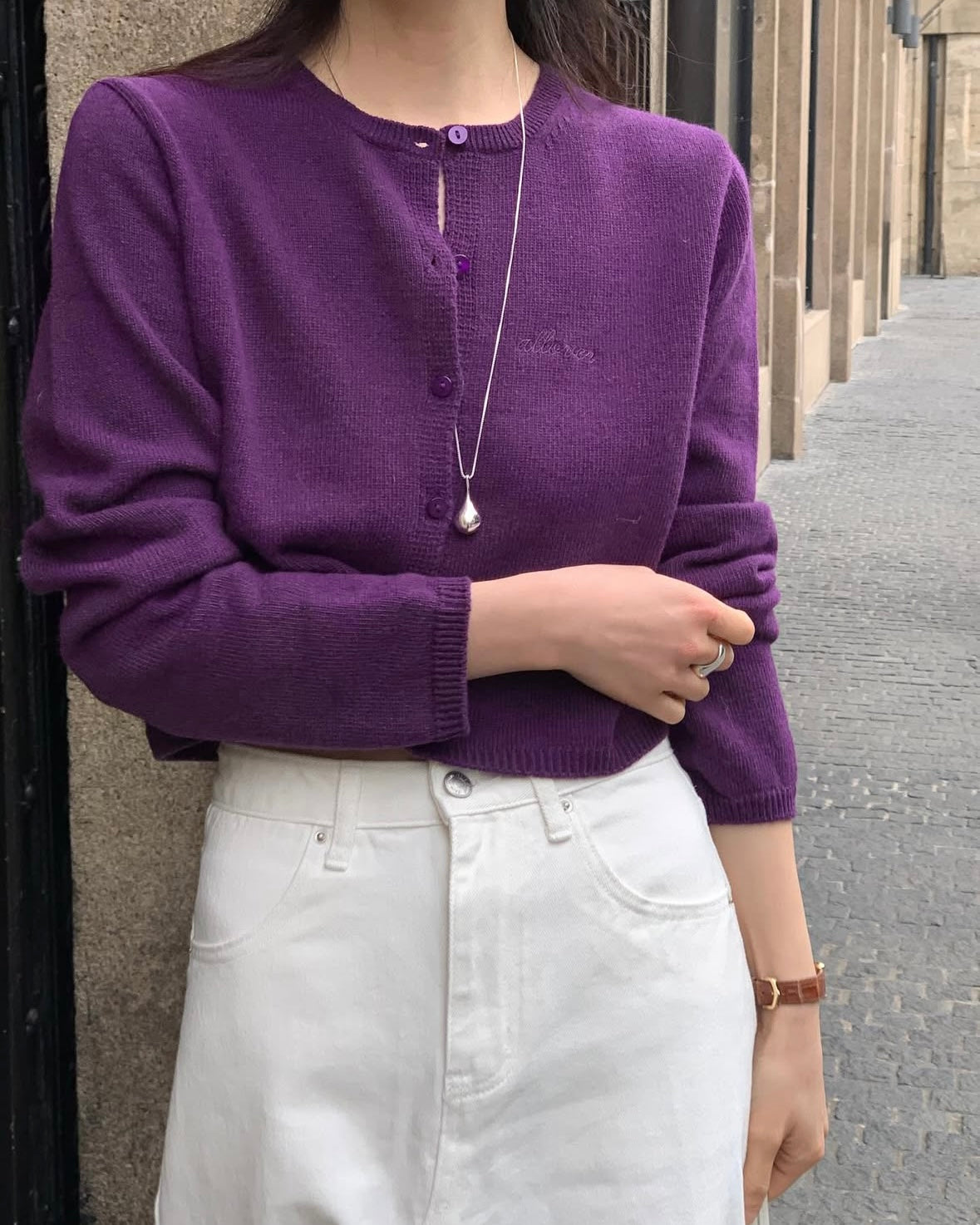 Embroidered Allover Knit Cardigan