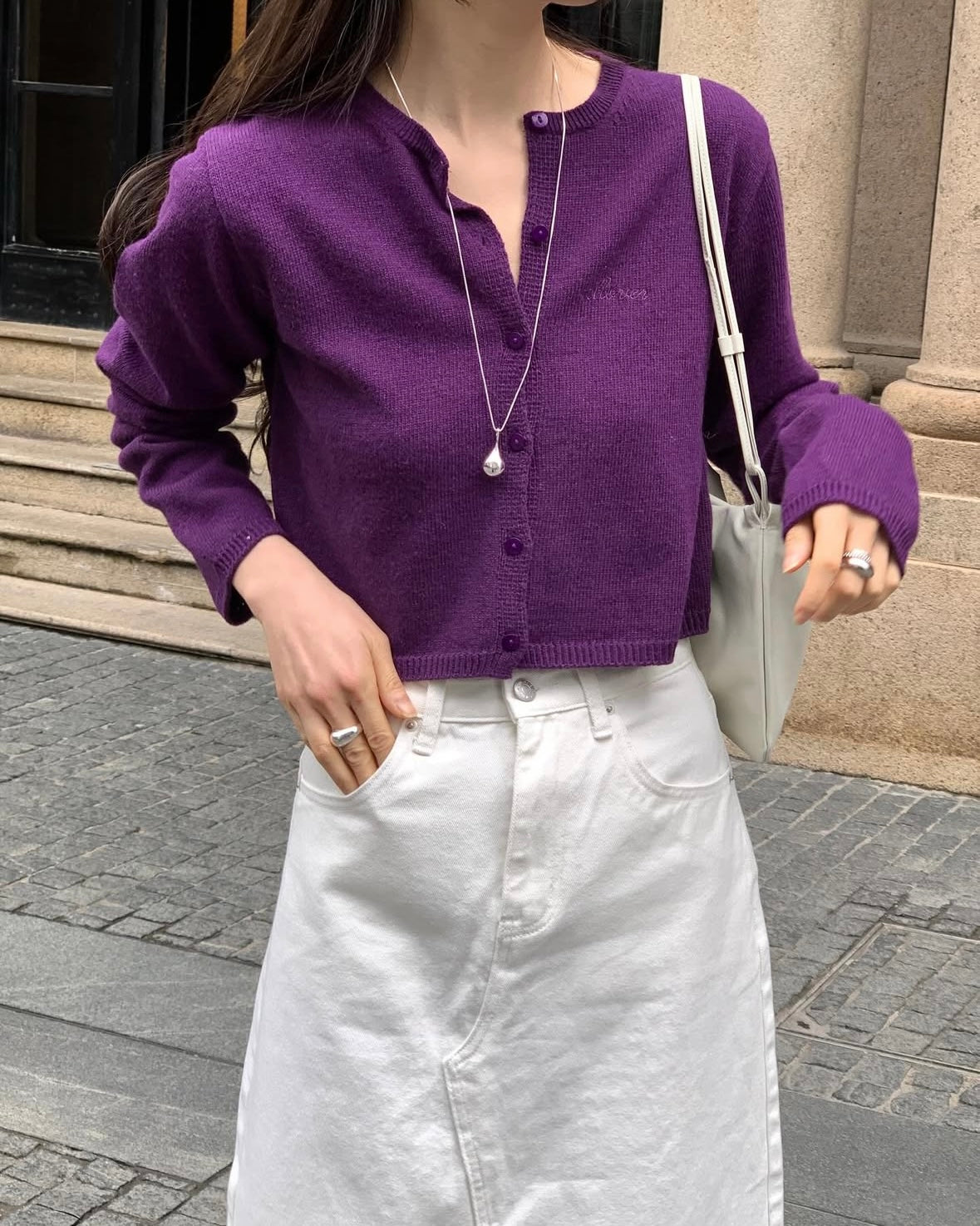 Embroidered Allover Knit Cardigan