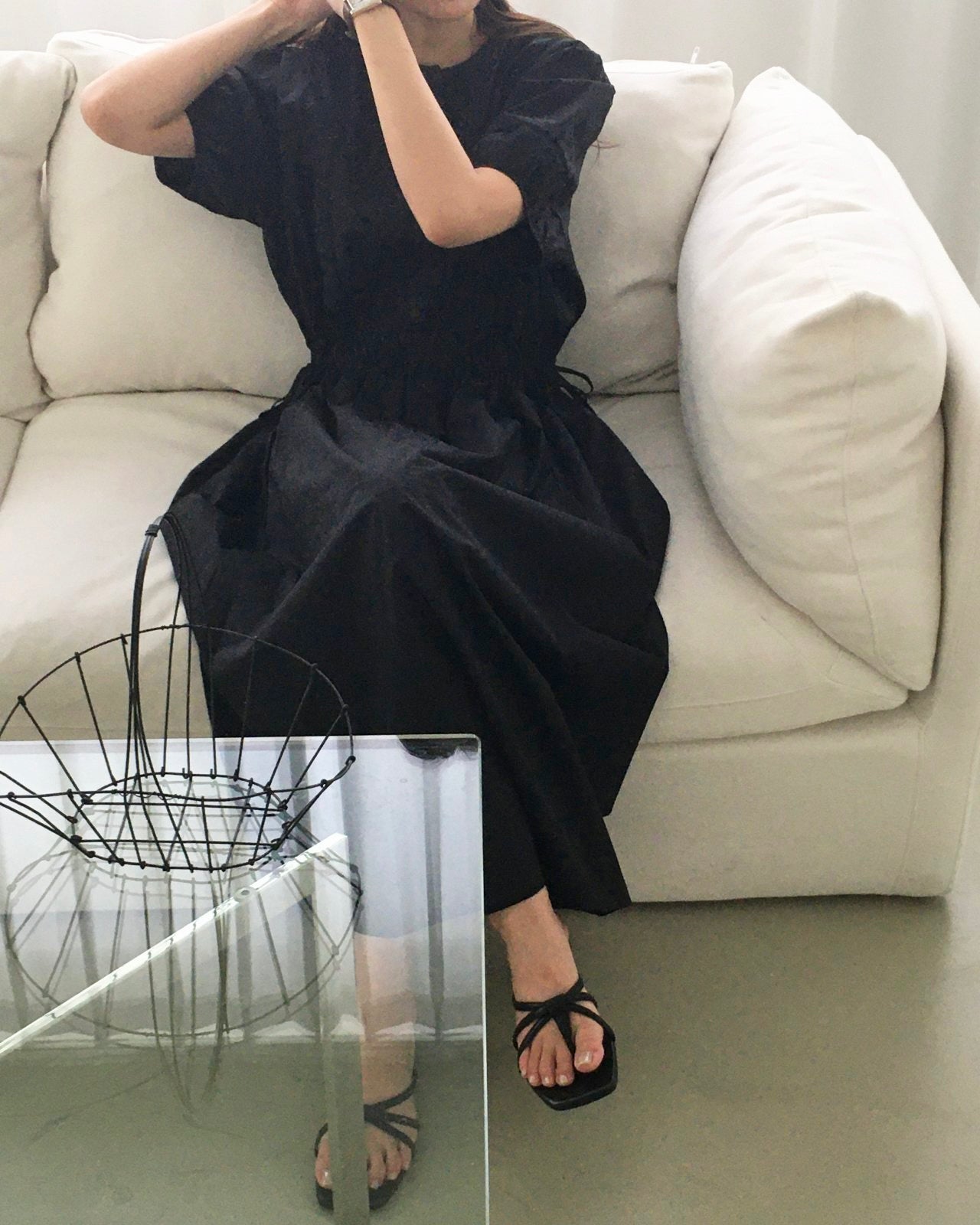 Pintuck Cotton Maxi Dress