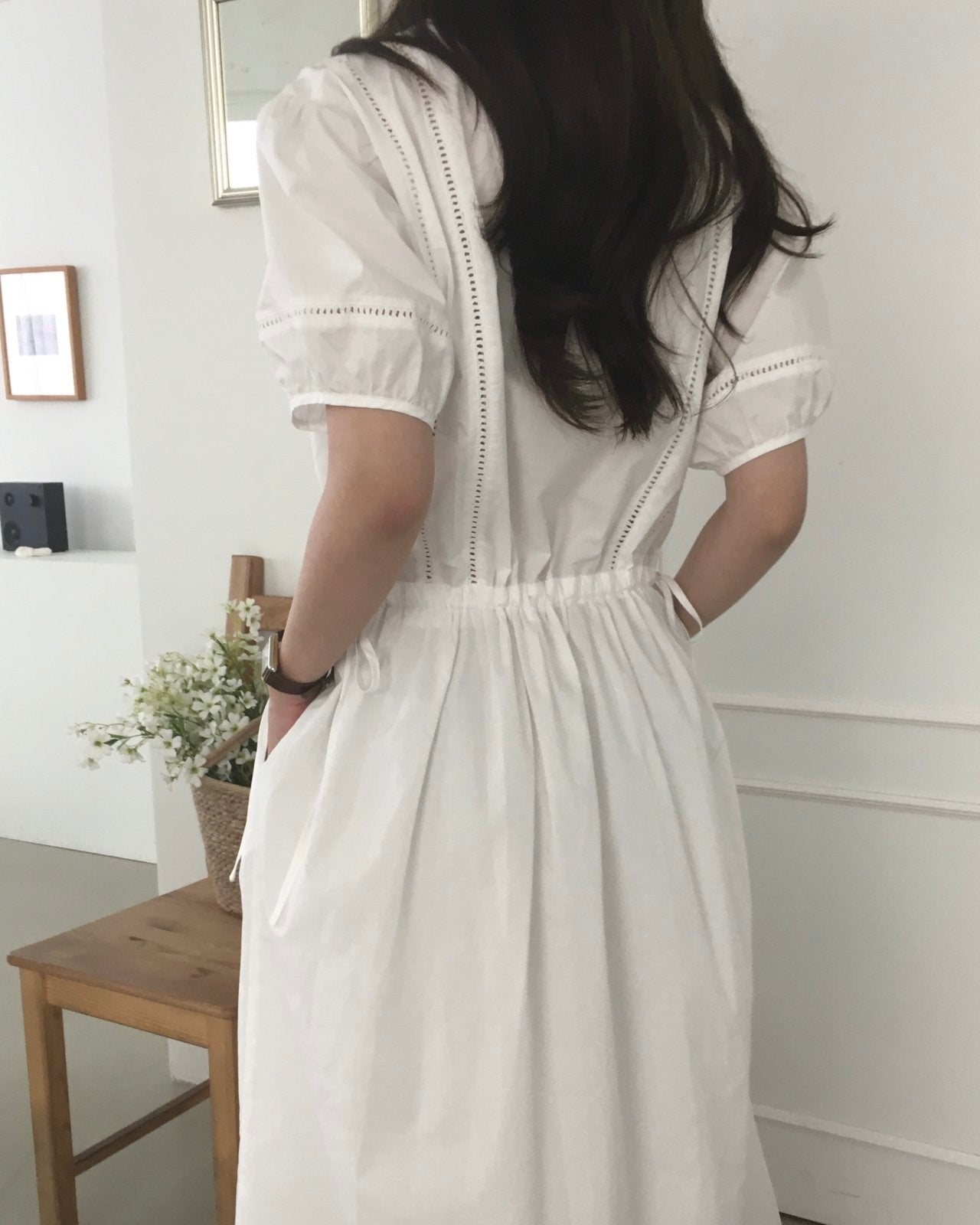 Pintuck Cotton Maxi Dress