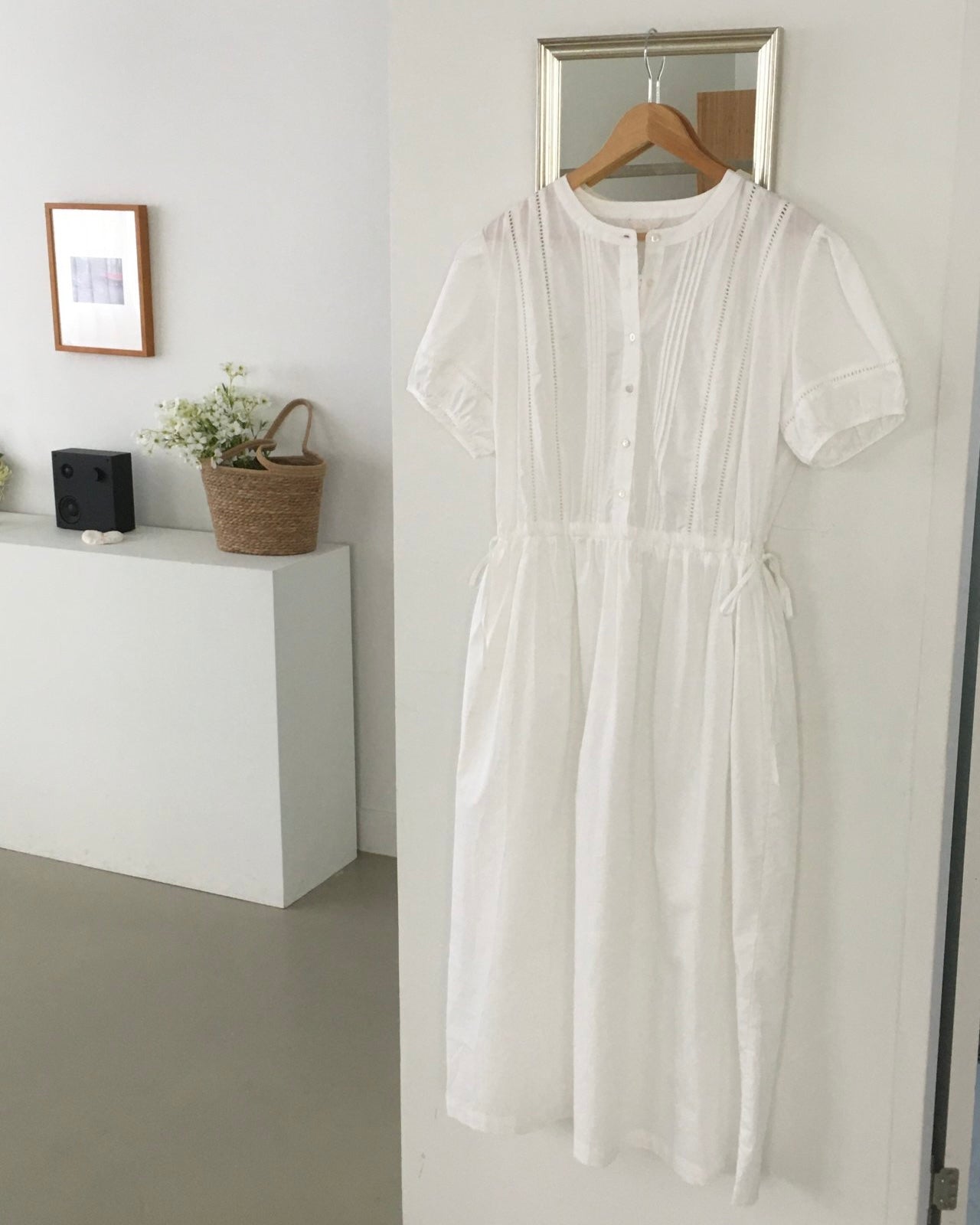 Pintuck Cotton Maxi Dress