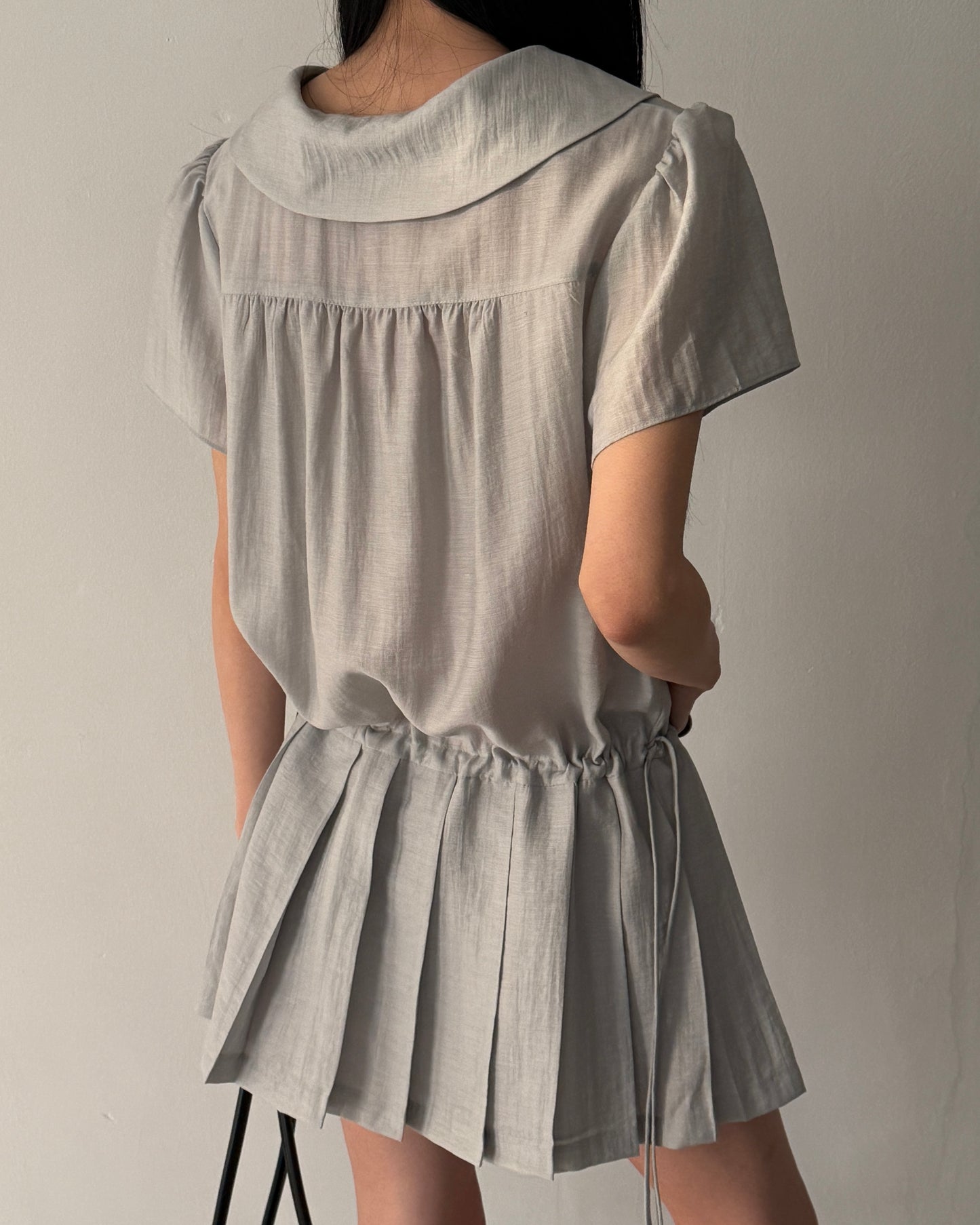 Pleated Sailor Collar Mini Dress