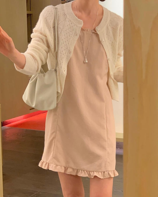 Ruffle Strap Mini Slip Dress