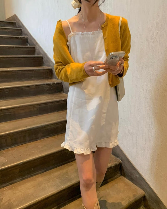 Ruffle Strap Mini Slip Dress