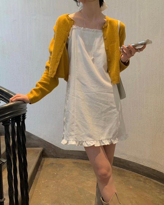 Ruffle Strap Mini Slip Dress