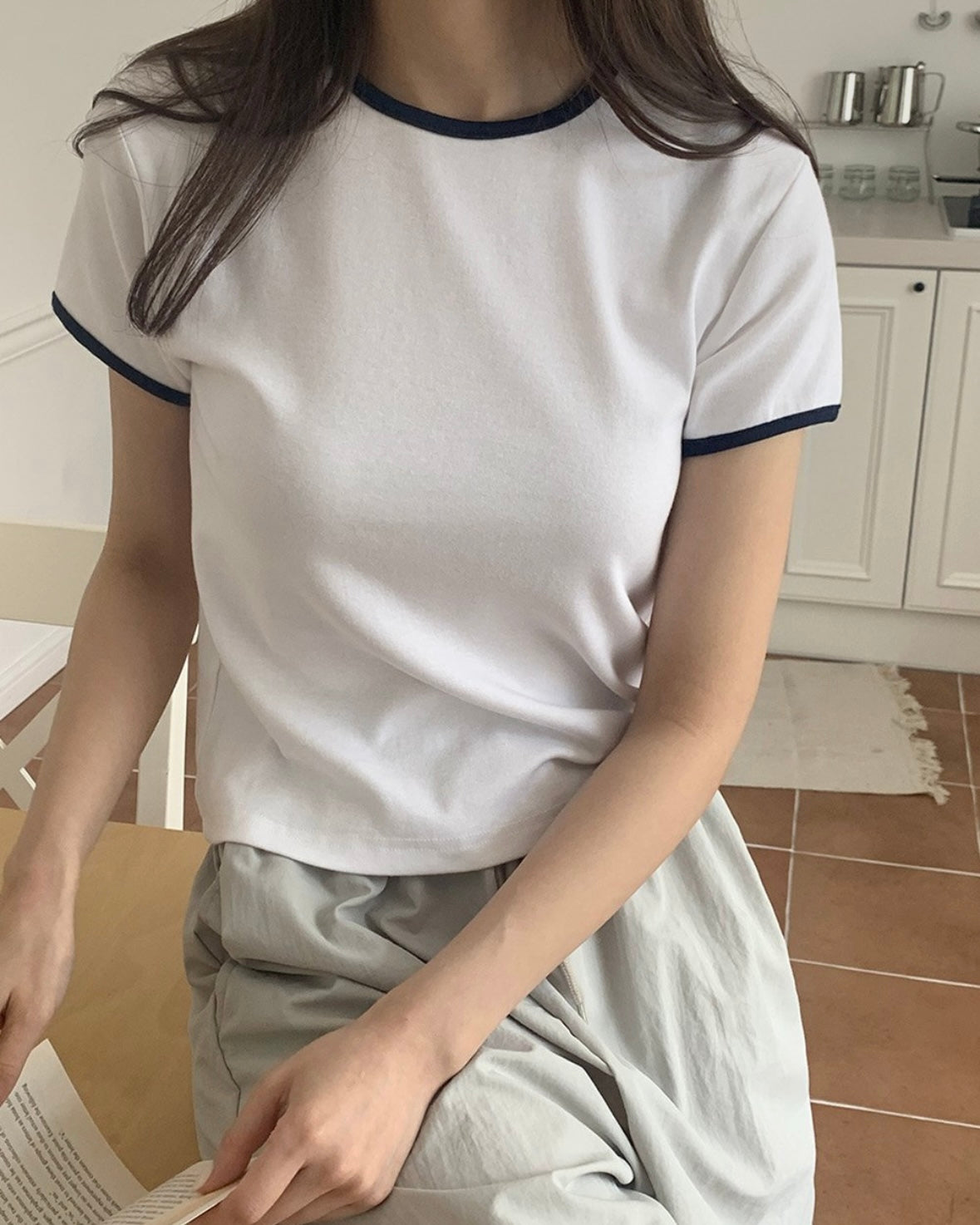 Contrast Trim Ringer Tee