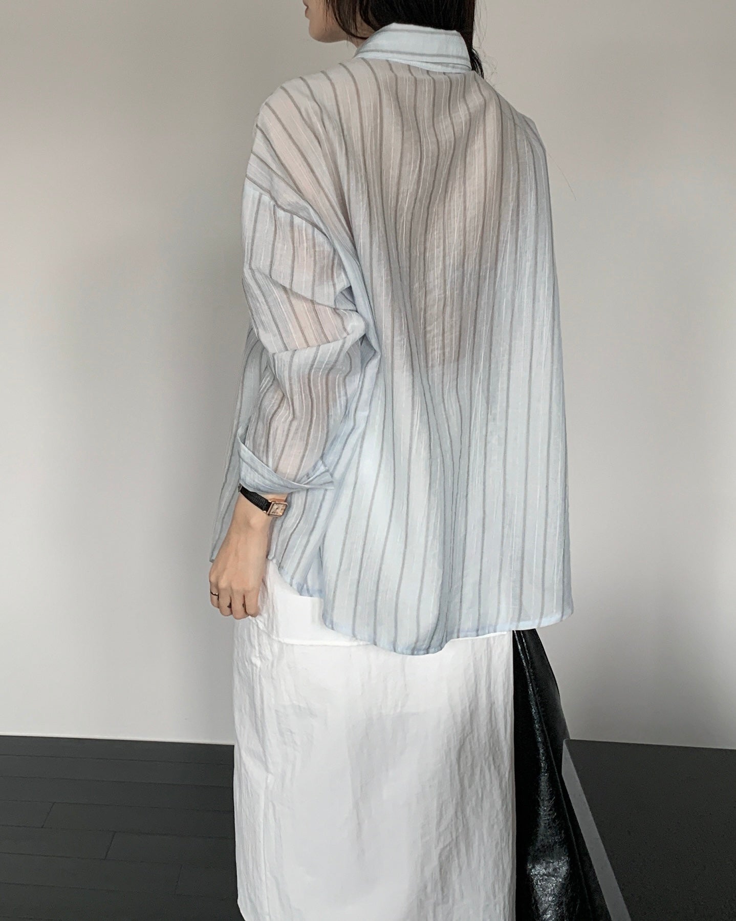 Sheer Striped Oversized Shirt