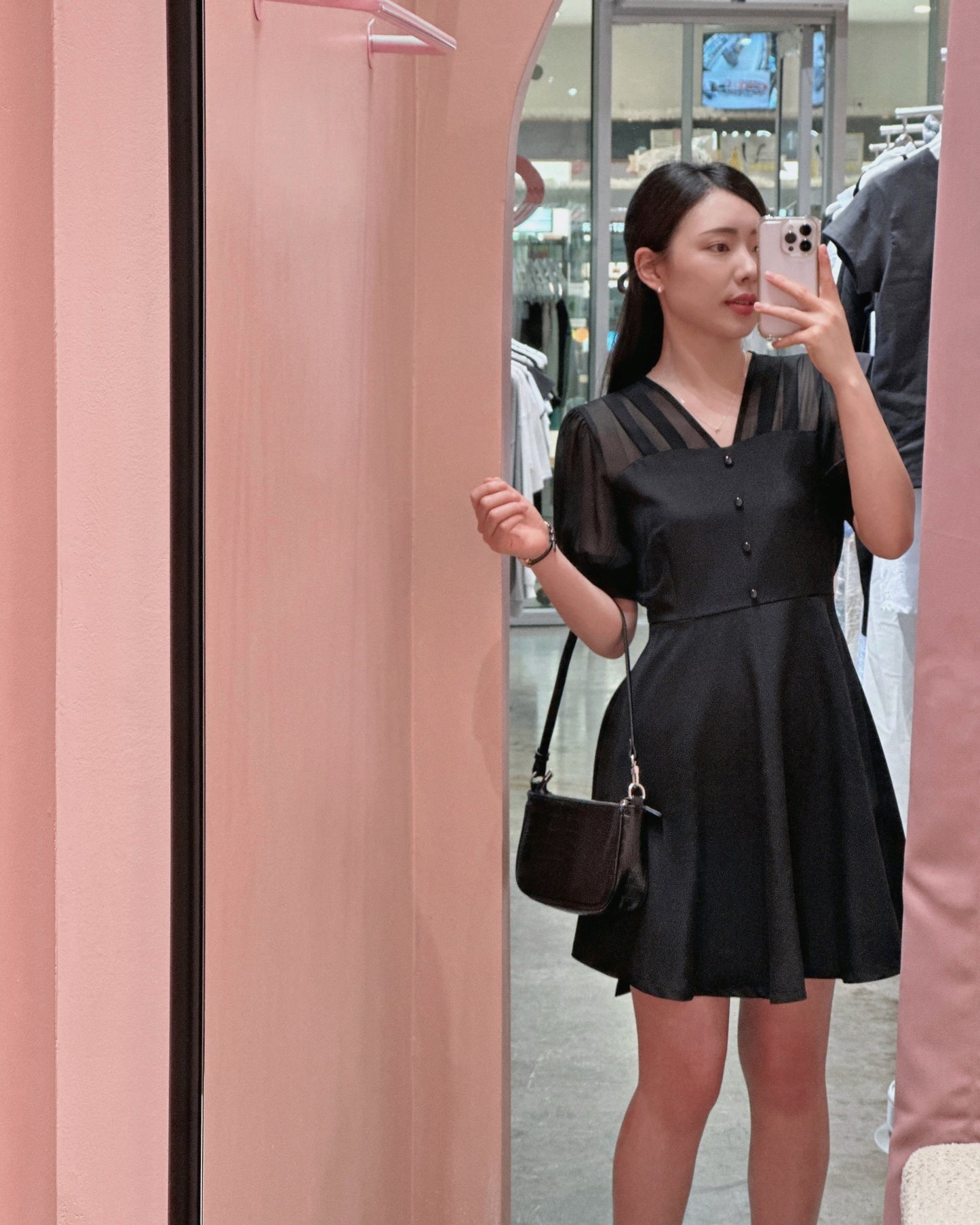 Sheer Puff Sleeve Mini Dress