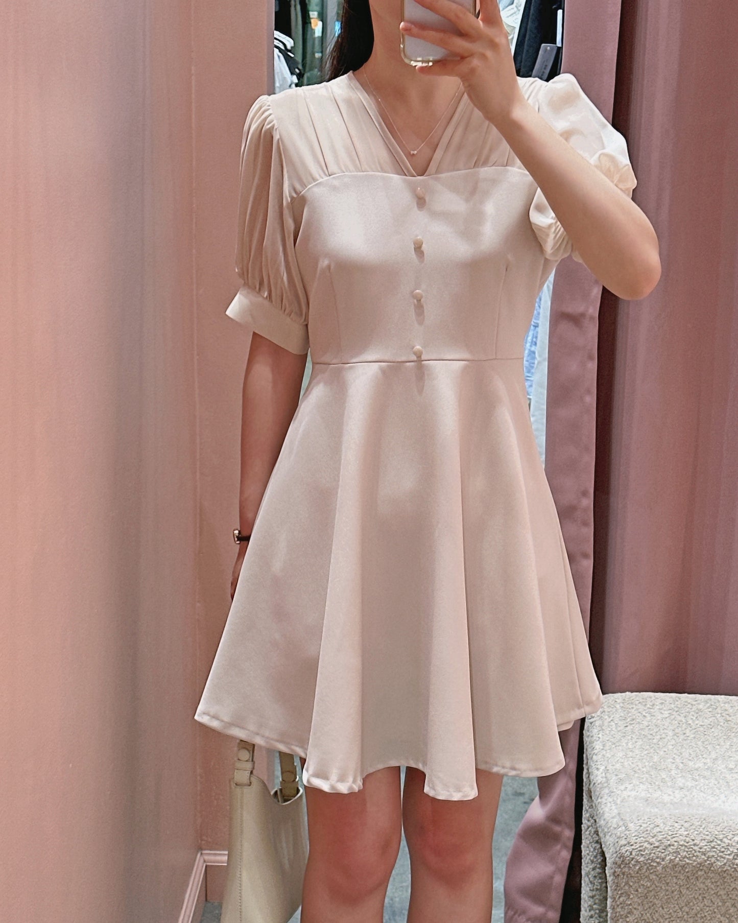 Sheer Puff Sleeve Mini Dress