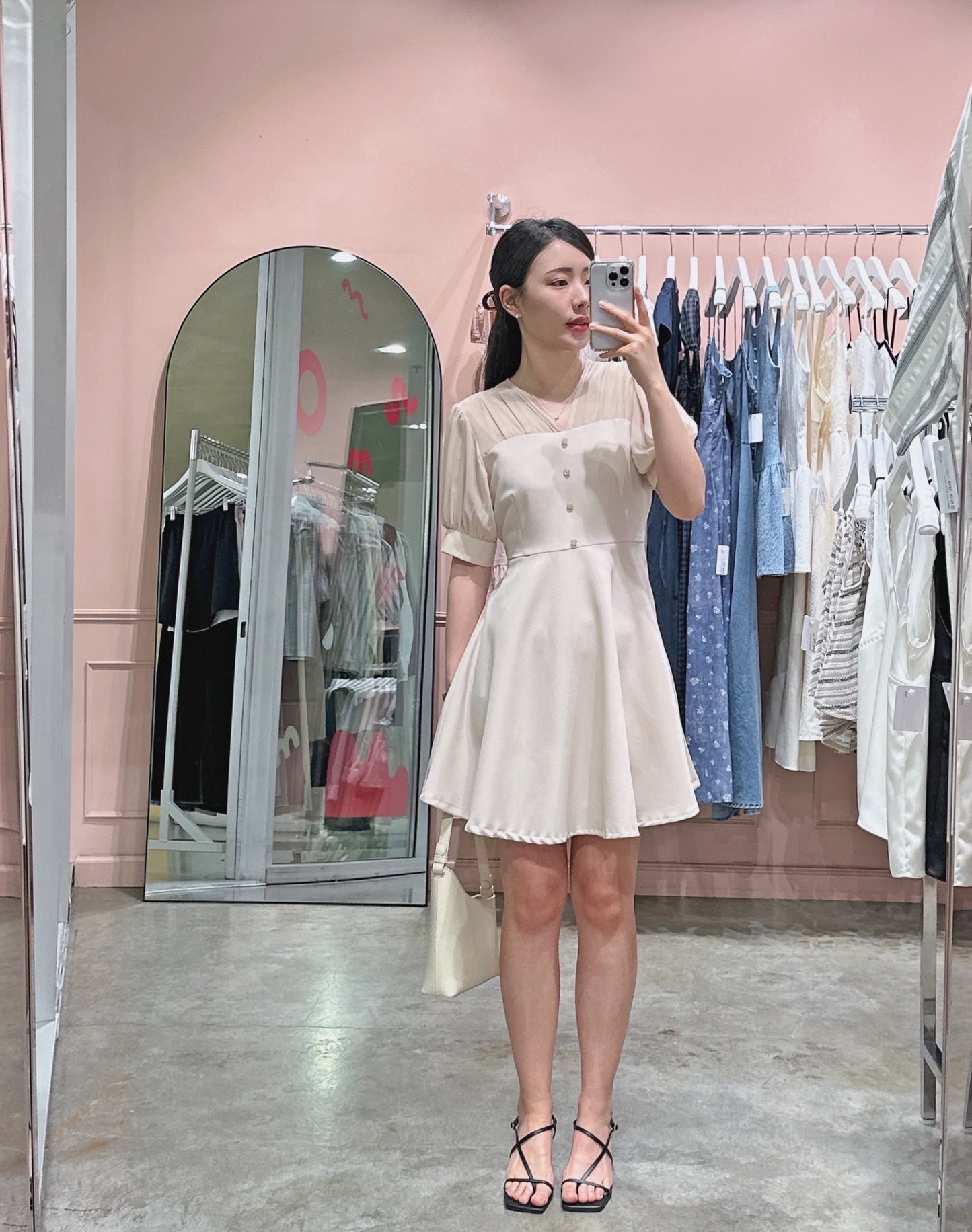 Sheer Puff Sleeve Mini Dress
