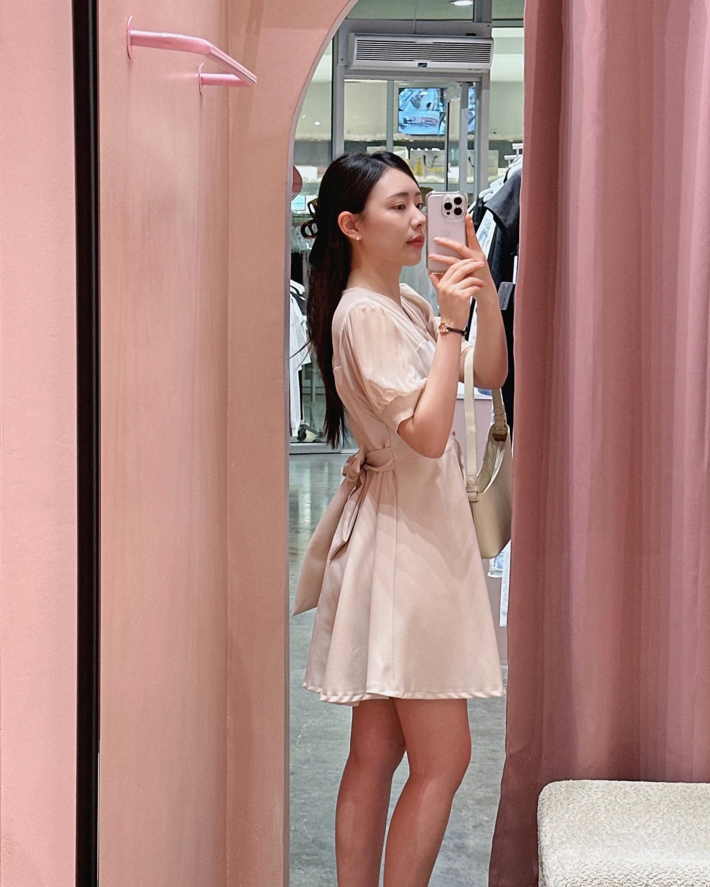 Sheer Puff Sleeve Mini Dress