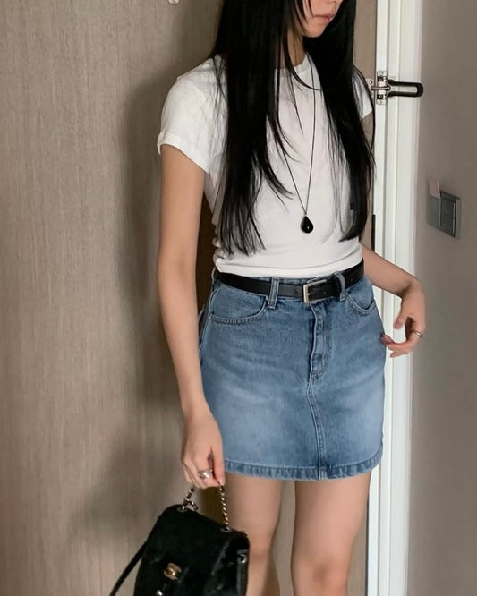 Back Pocket Denim Mini