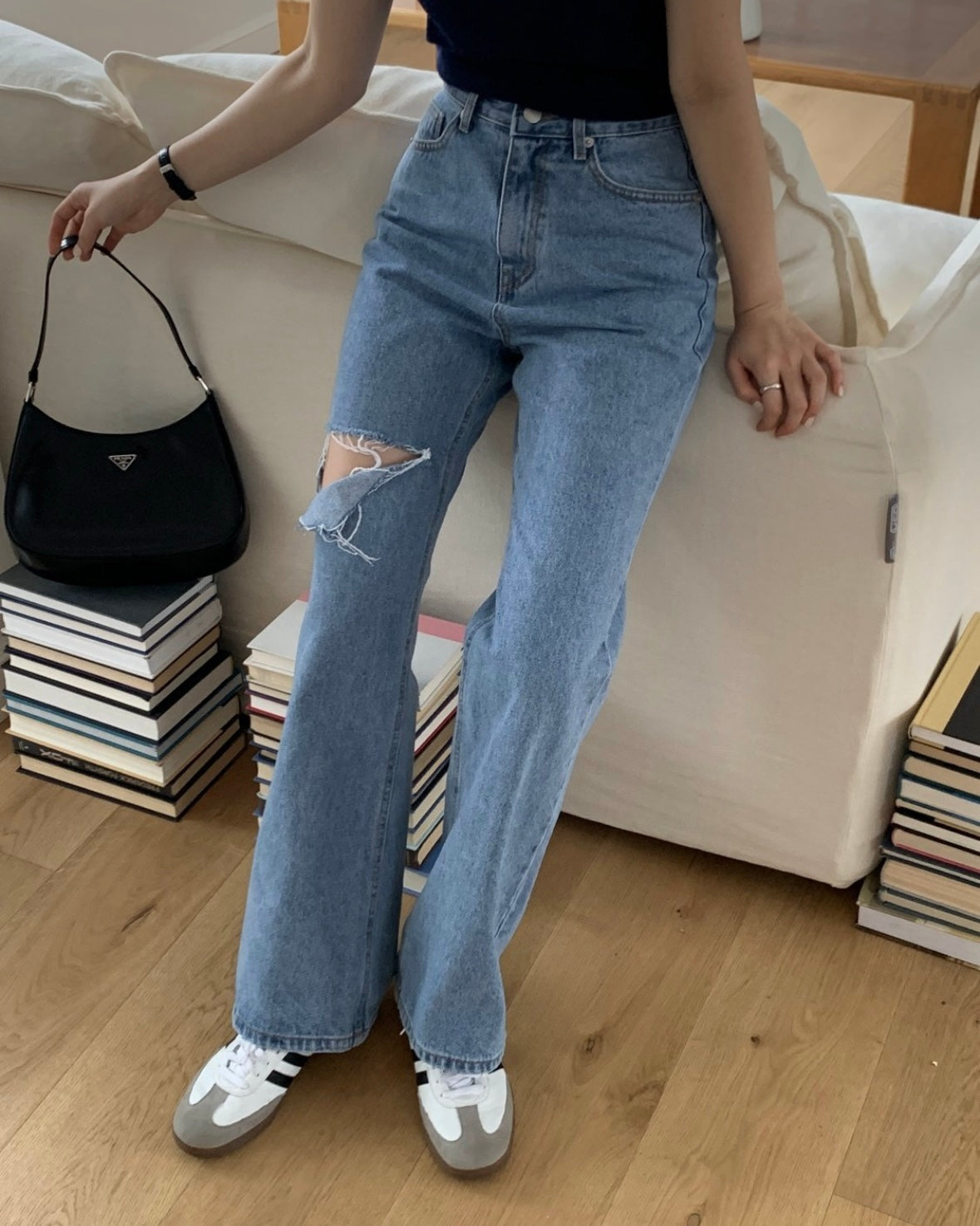 Distressed Bootcut Jeans