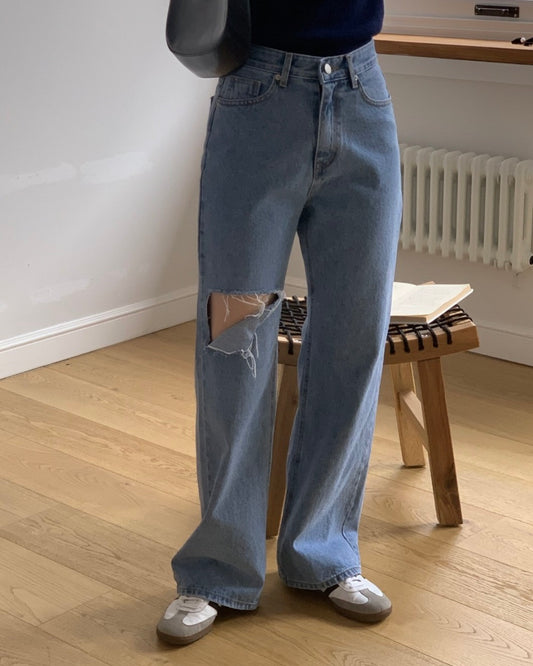 Distressed Bootcut Jeans