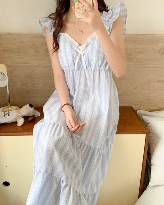 Striped Ruffle Night Dress