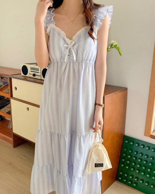 Striped Ruffle Night Dress