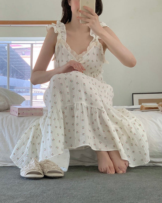 Cherry Ruffle Tiered Night Dress