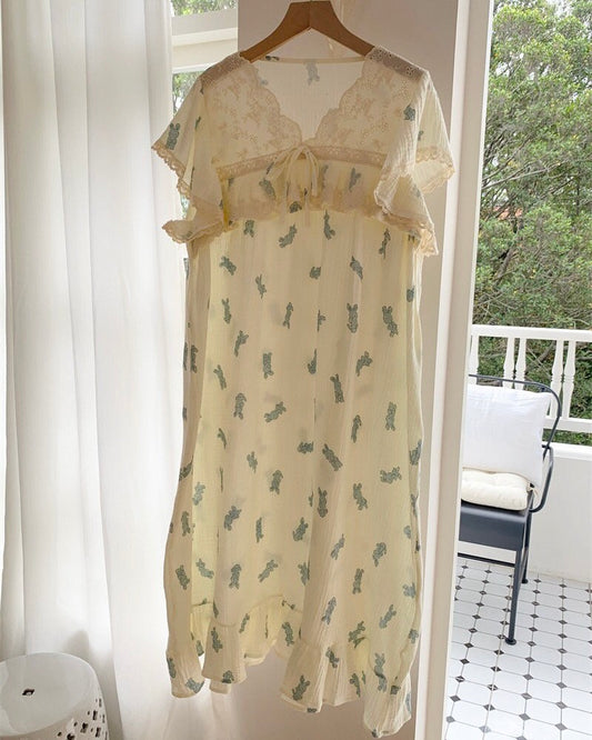 Blue Bunny Ruffle Nightgown