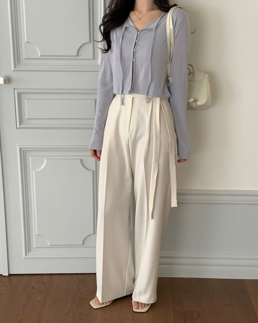 Side Tie Wide Leg Pants