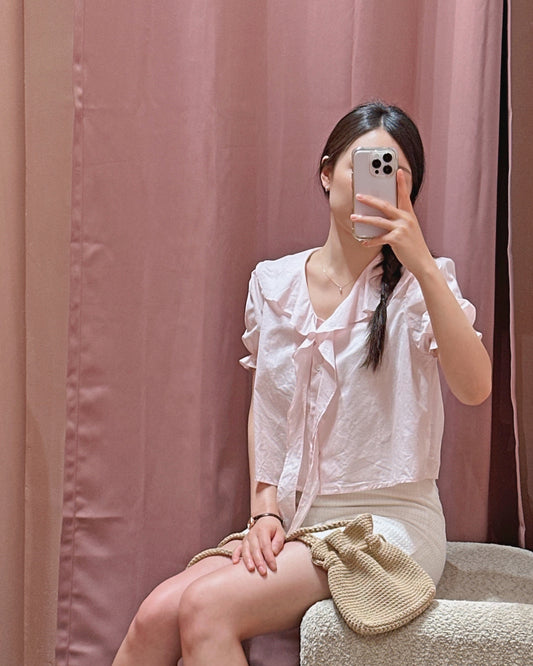 Ruffle Collar Tie Blouse