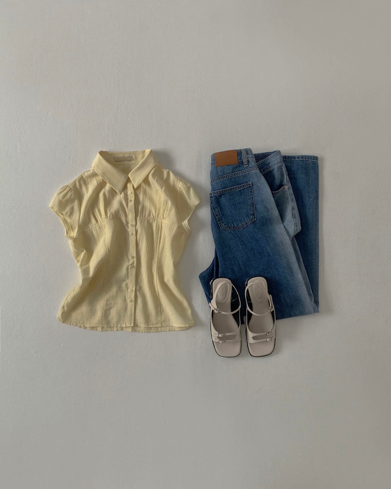 Button-Front Crinkled Blouse