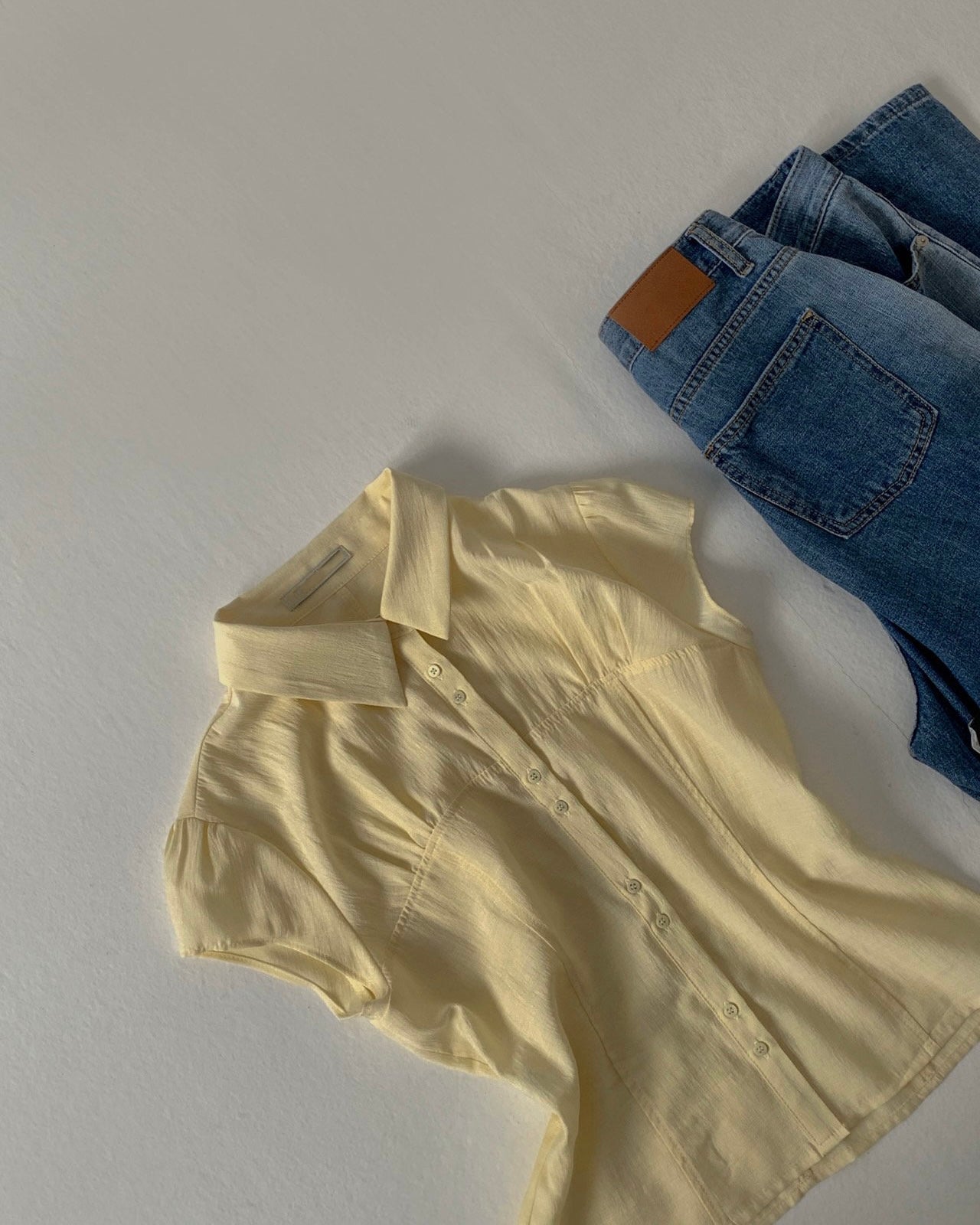 Button-Front Crinkled Blouse