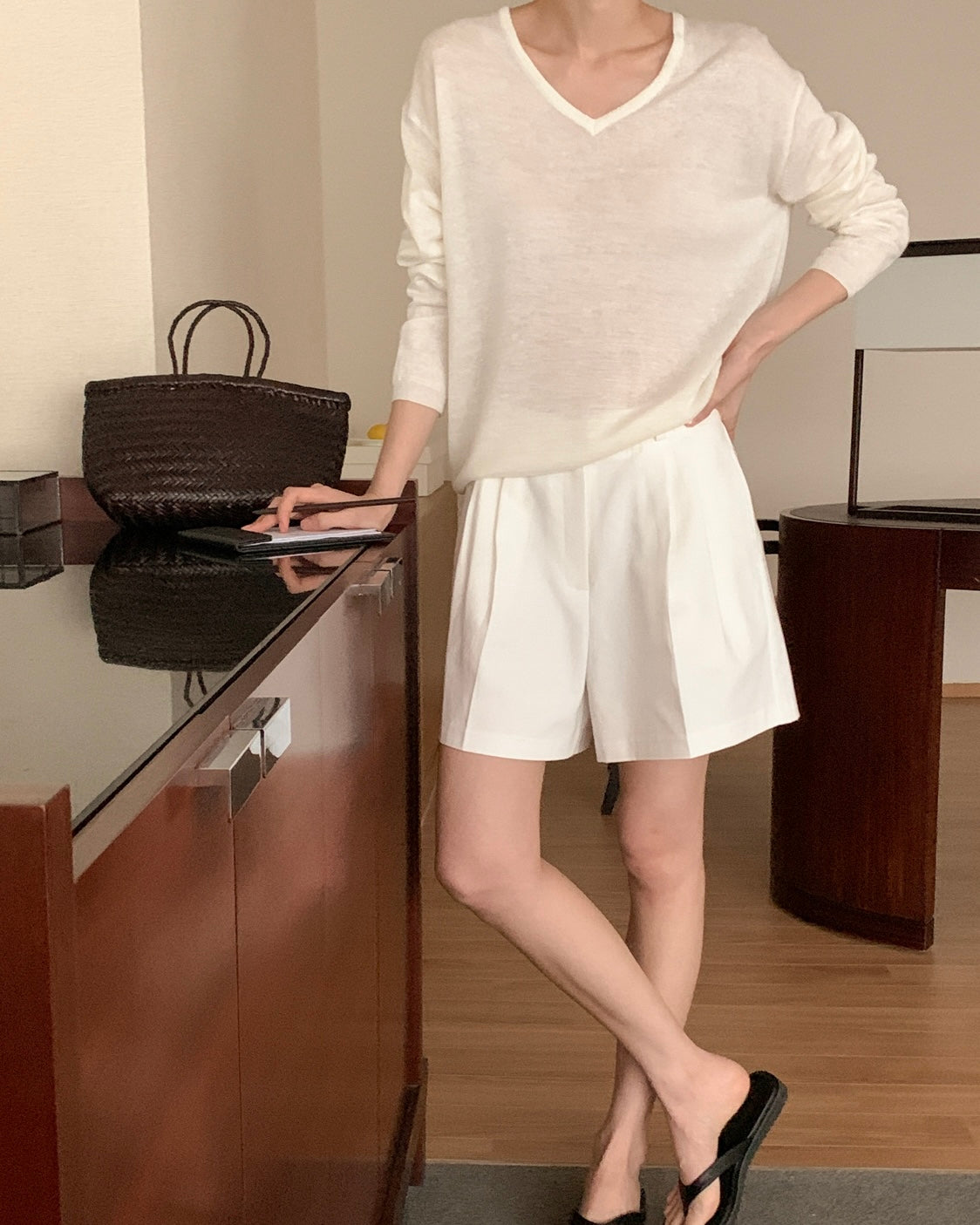 V-Neck Linen Pullover