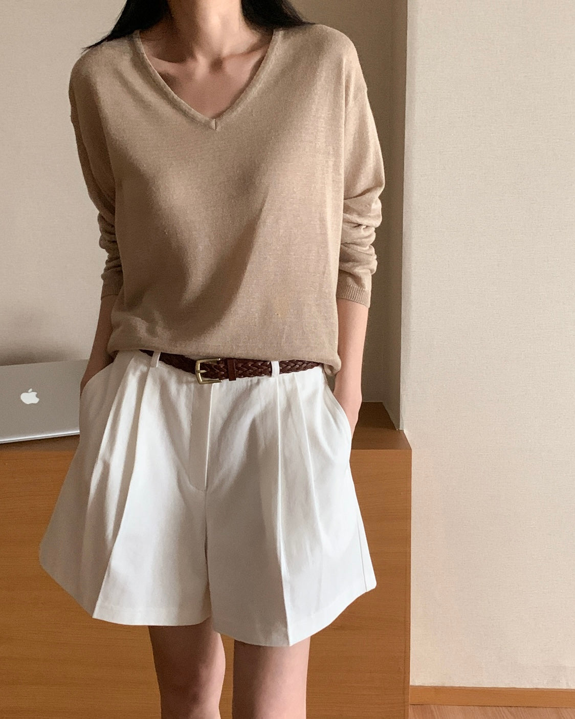 V-Neck Linen Pullover