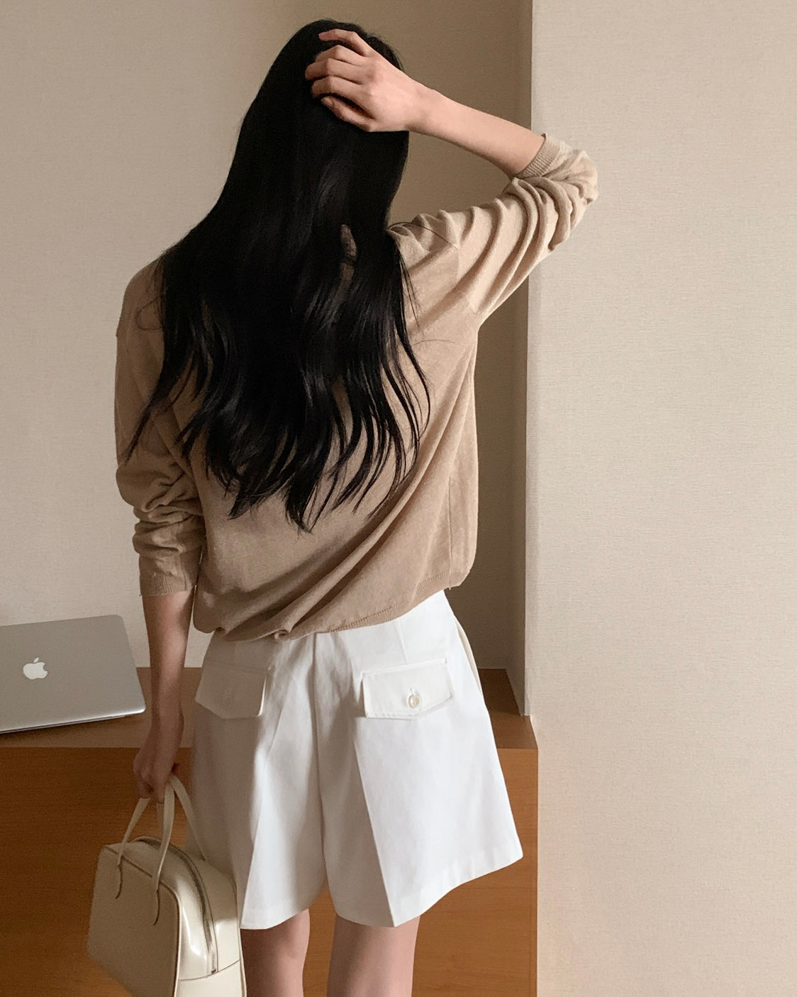 Pleated Cotton Shorts