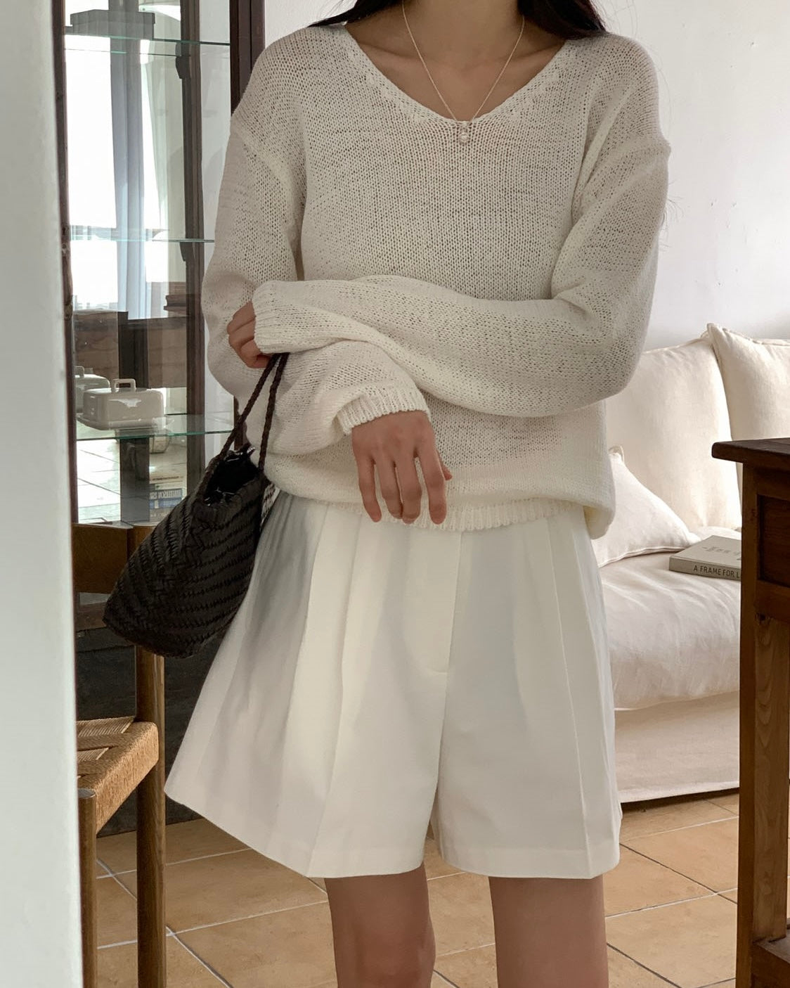 Pleated Cotton Shorts