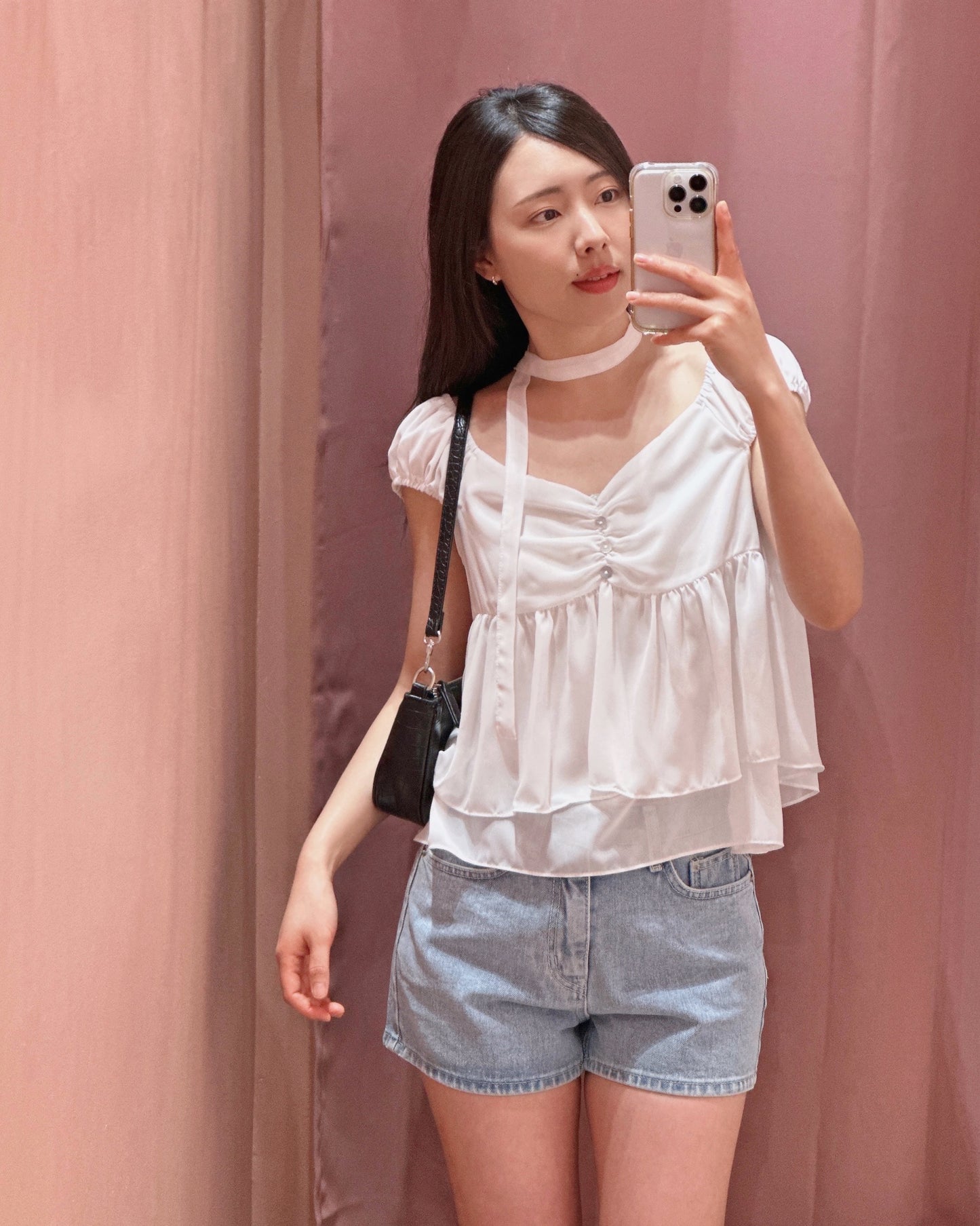 Chiffon Tie-Neck Blouse Set