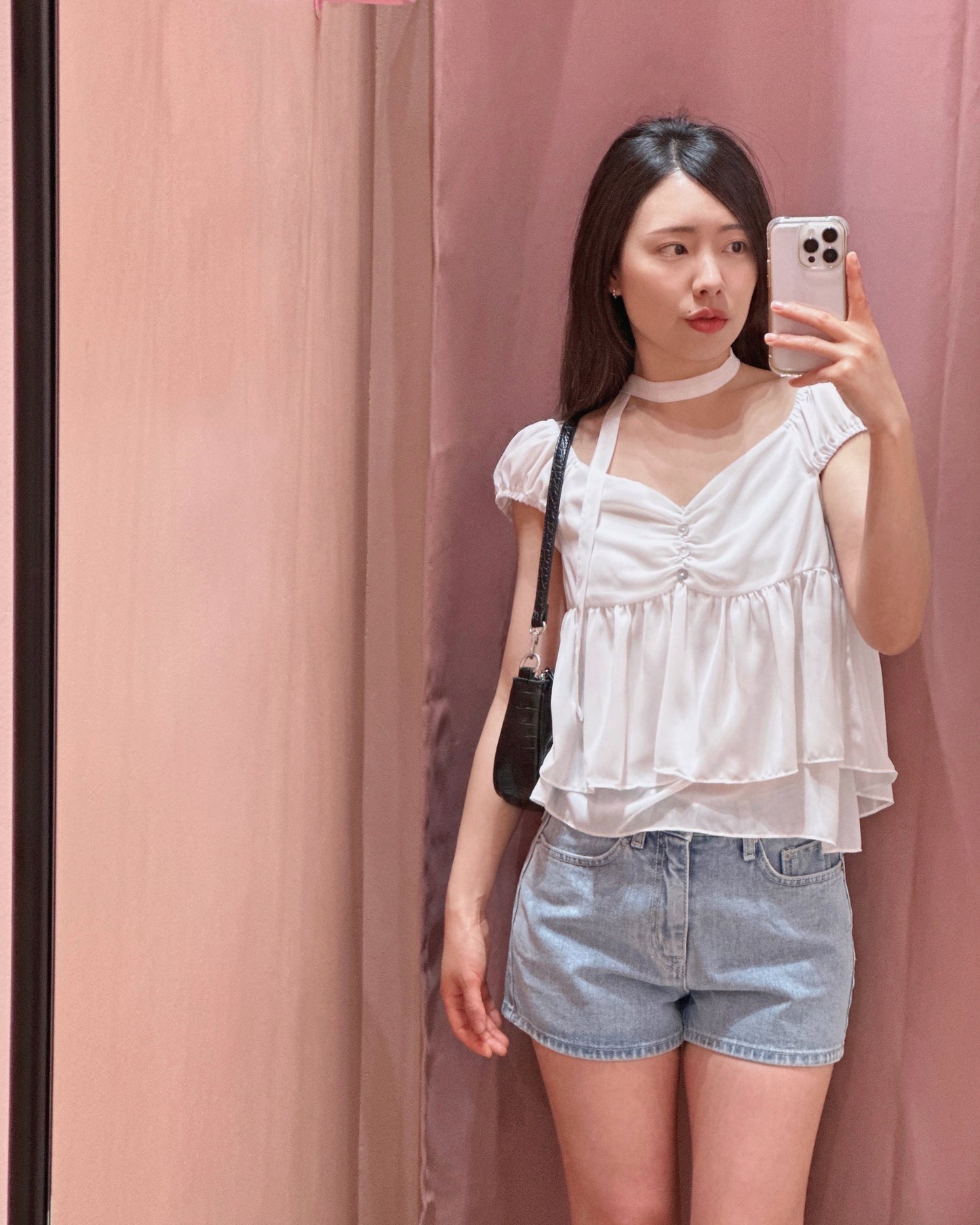 Chiffon Tie-Neck Blouse Set