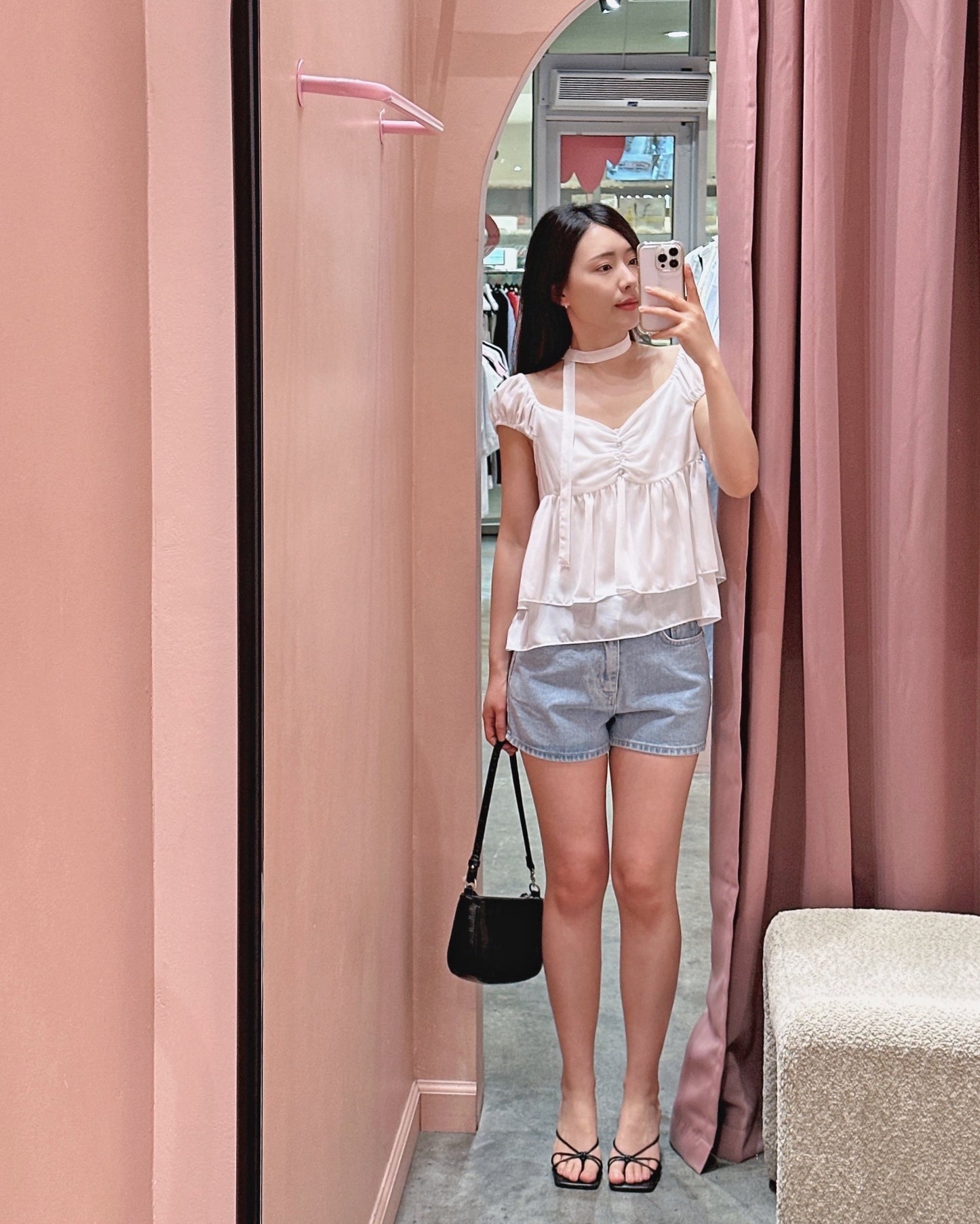 Chiffon Tie-Neck Blouse Set