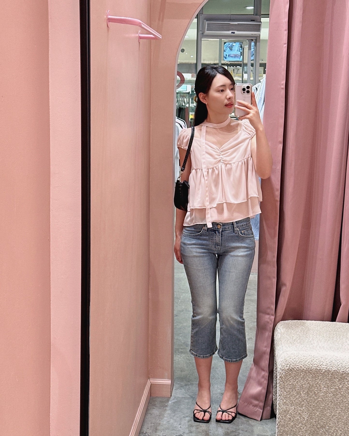 Chiffon Tie-Neck Blouse Set
