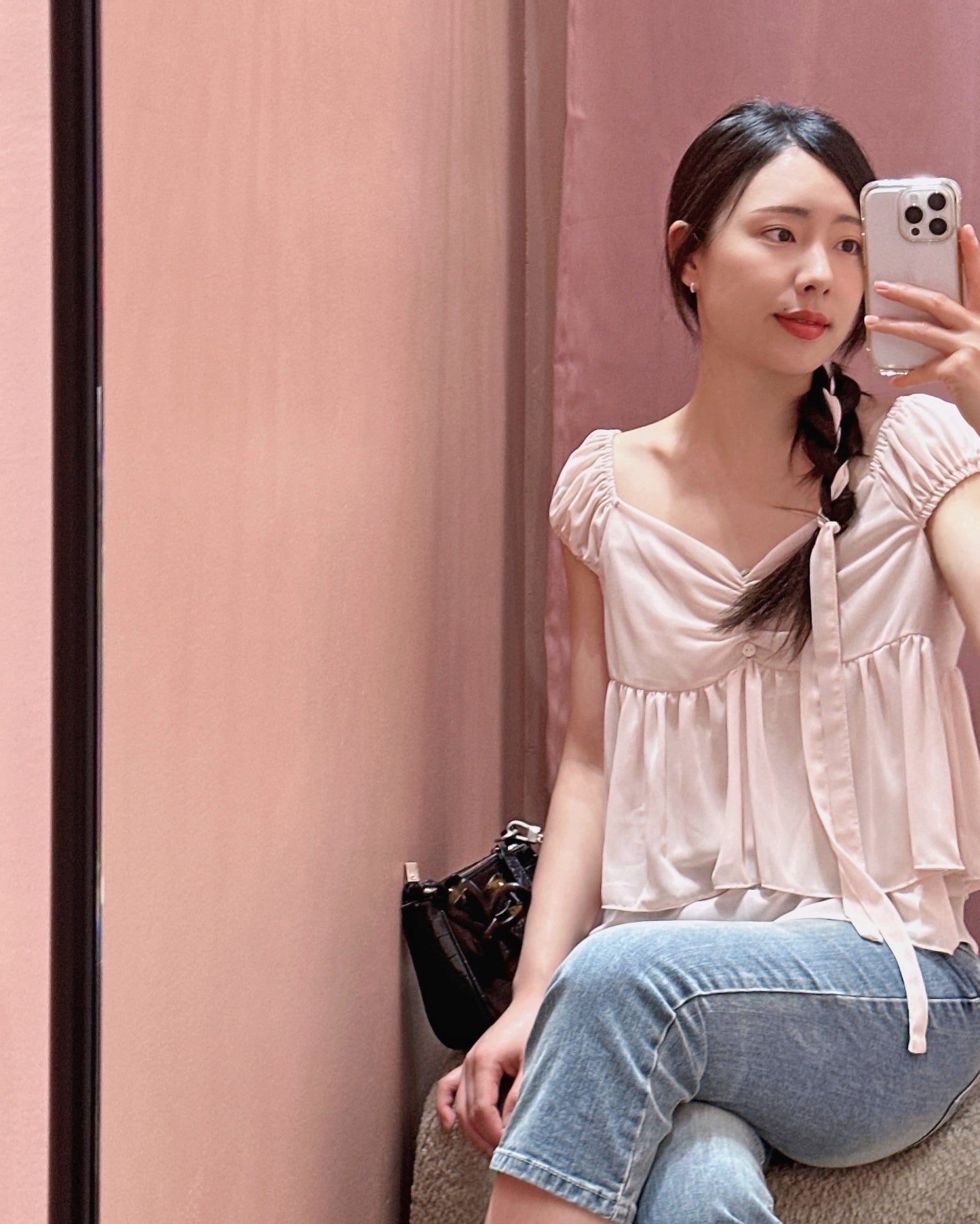 Chiffon Tie-Neck Blouse Set