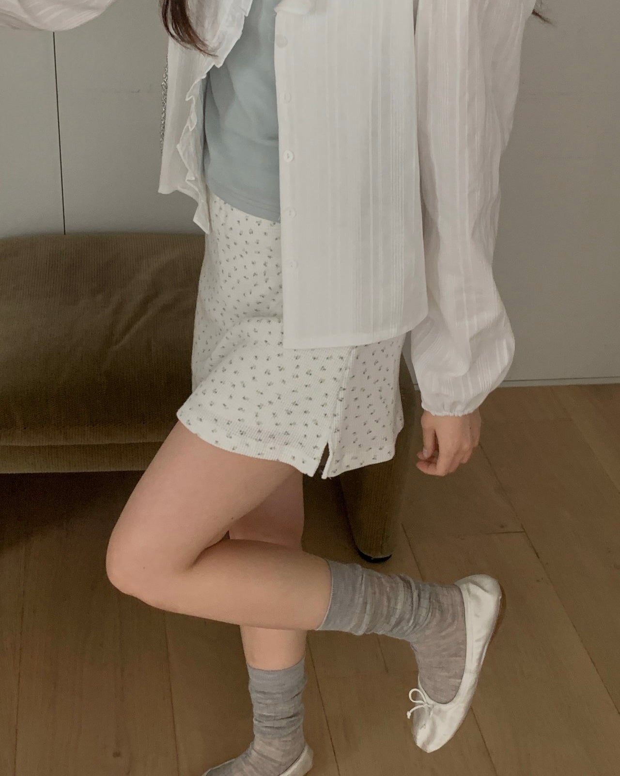 Ditsy Floral Waffle Mini Skort