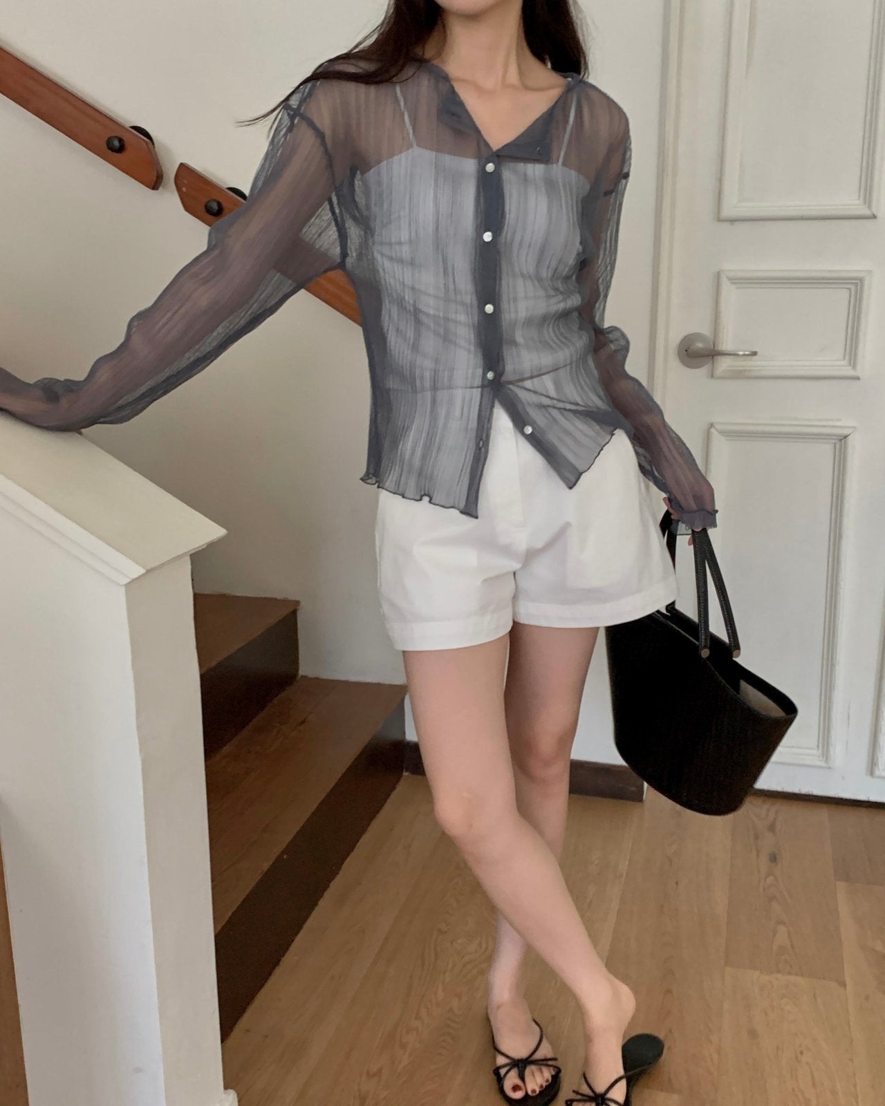 Crinkle Sheer Cardigan