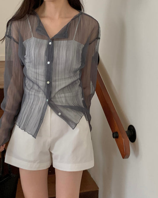 Crinkle Sheer Cardigan