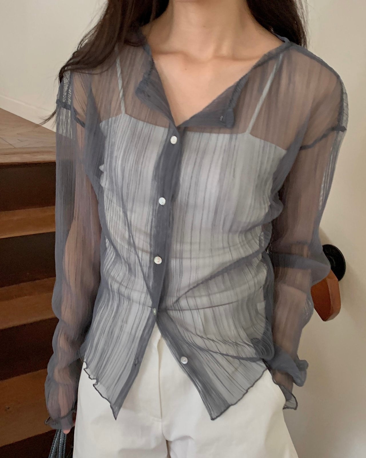 Crinkle Sheer Cardigan