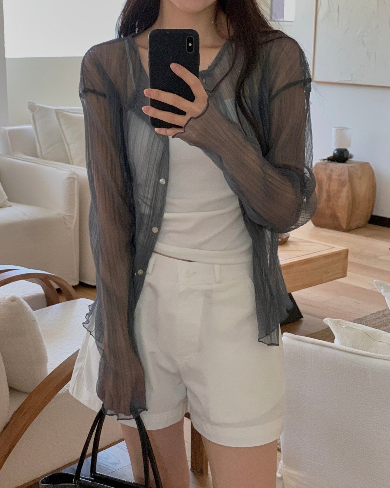 Crinkle Sheer Cardigan