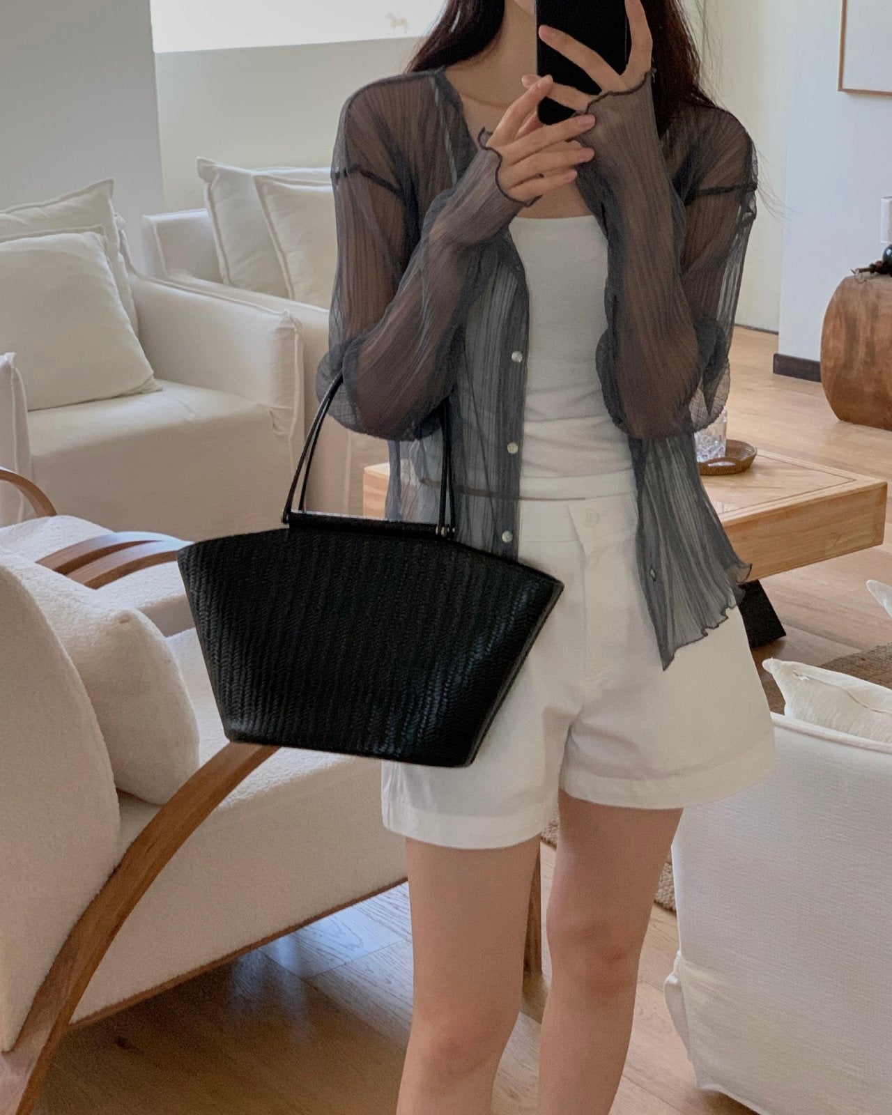 Crinkle Sheer Cardigan