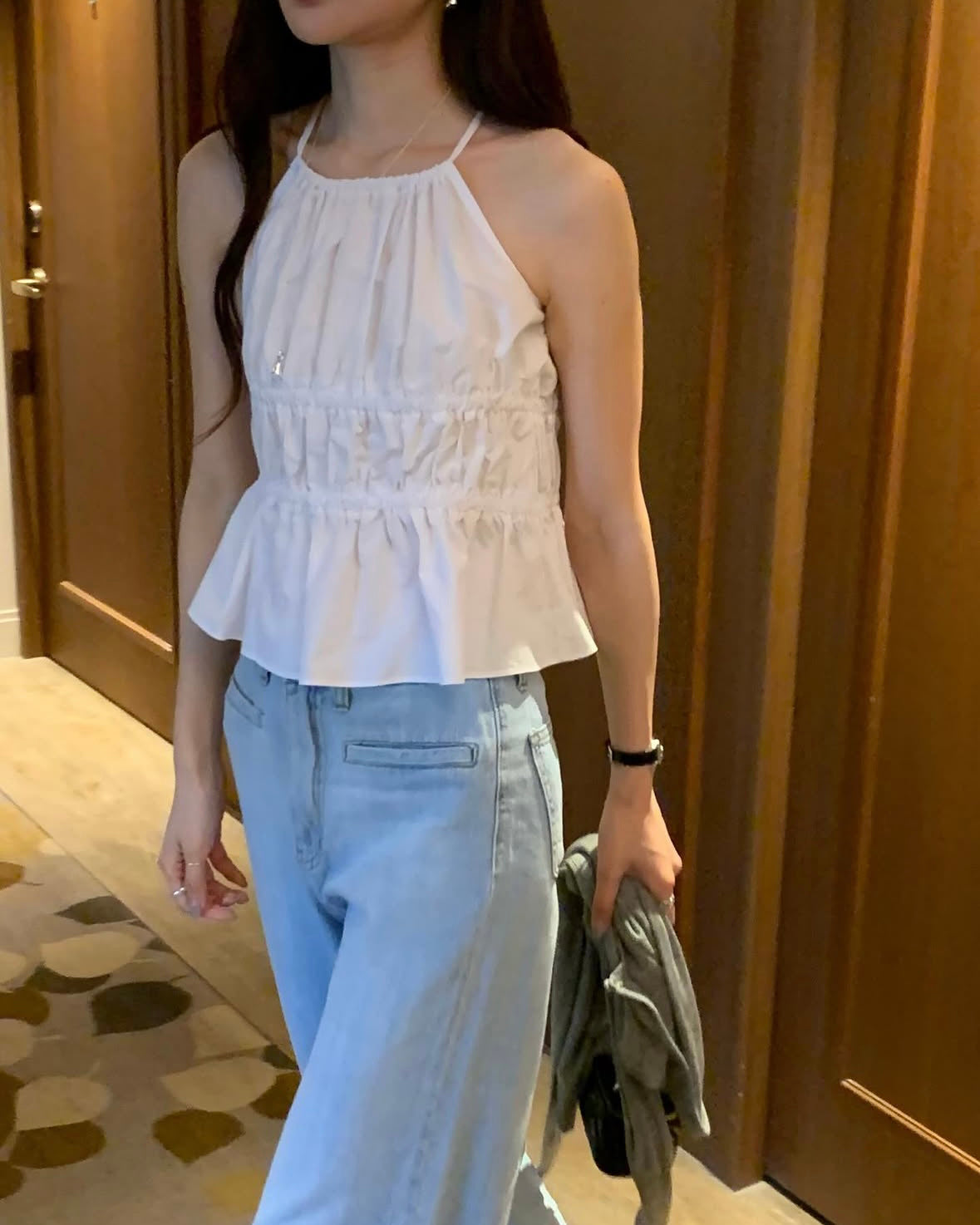 Smocked Halter Peplum Top